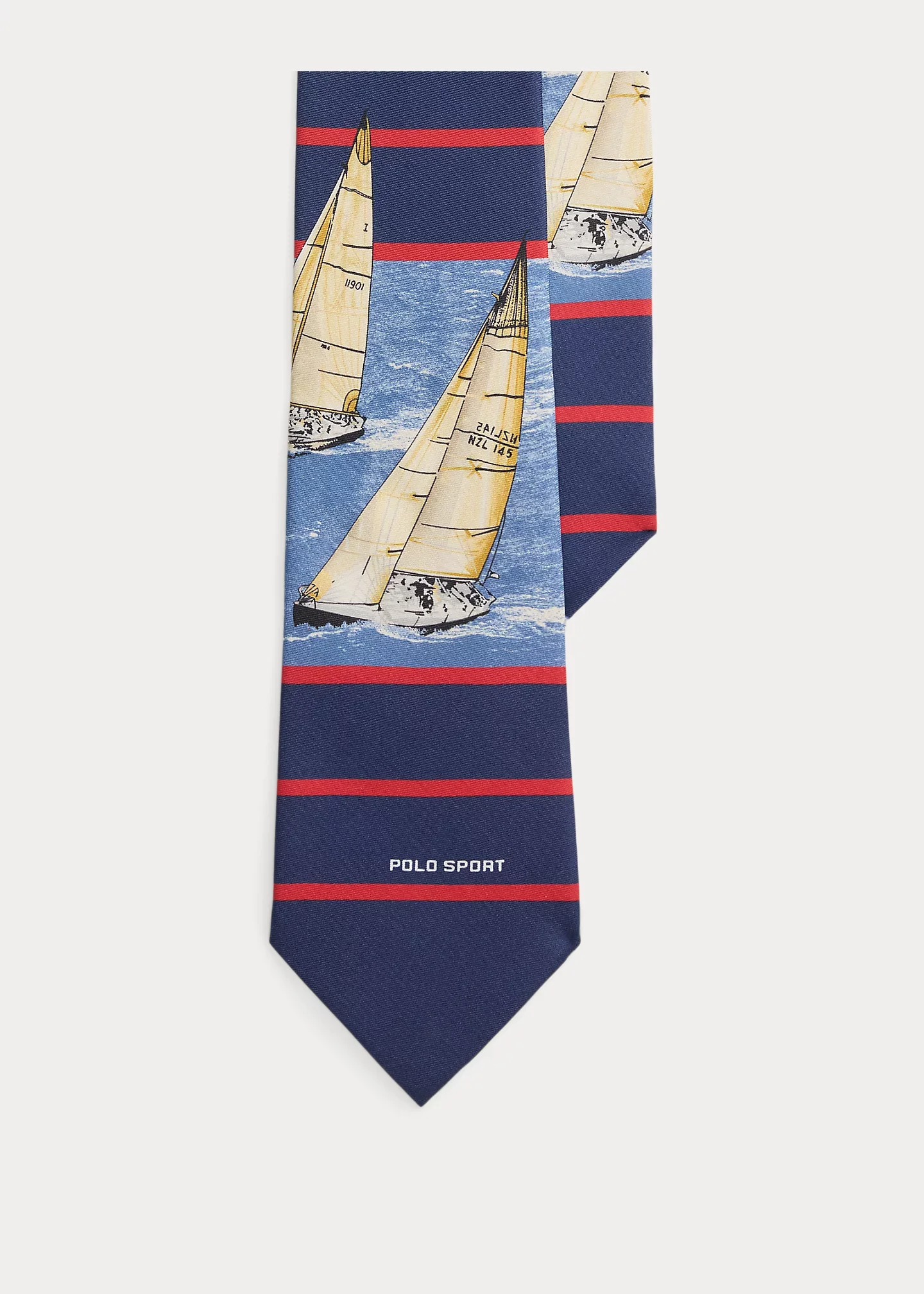 Striped Sailboat-Print Silk Tie - 1