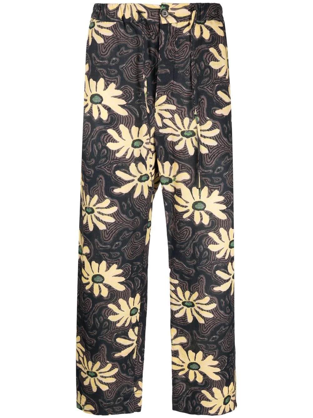 all-over floral print trousers - 1