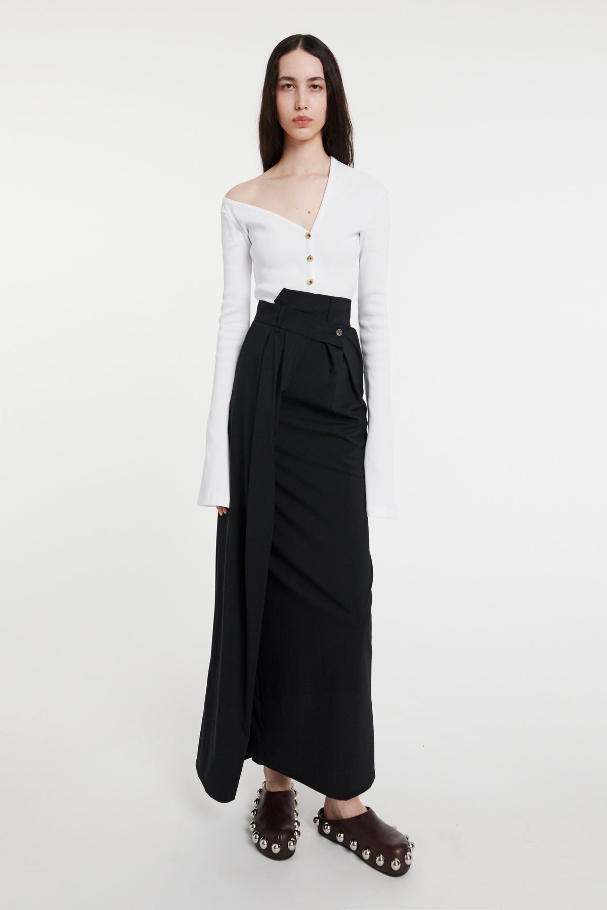 DECONSTRUCTED TROUSERS SKIRT BLACK - 2