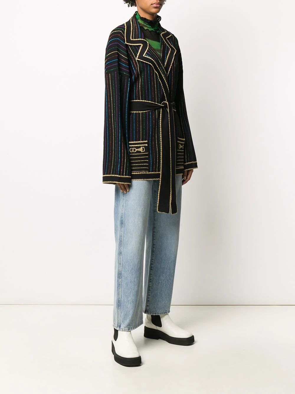 metallic stripe cardi-coat - 3