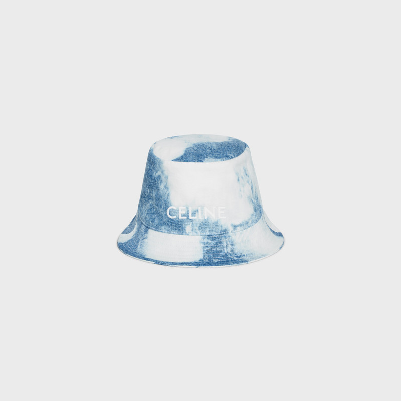 Celine embroidered bucket hat in ink bleach denim 1