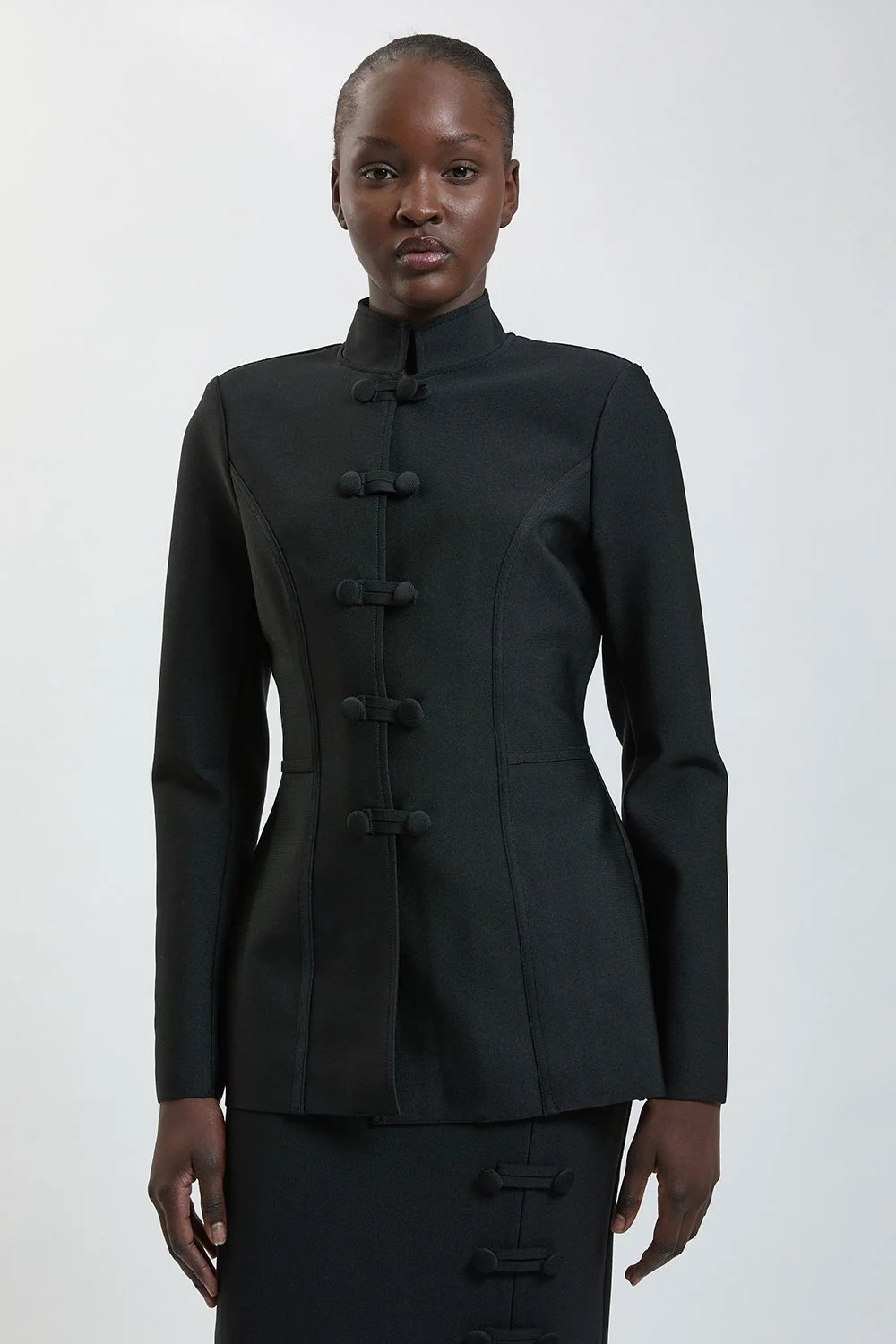 Military Button Detail Bandage Jacket - 1