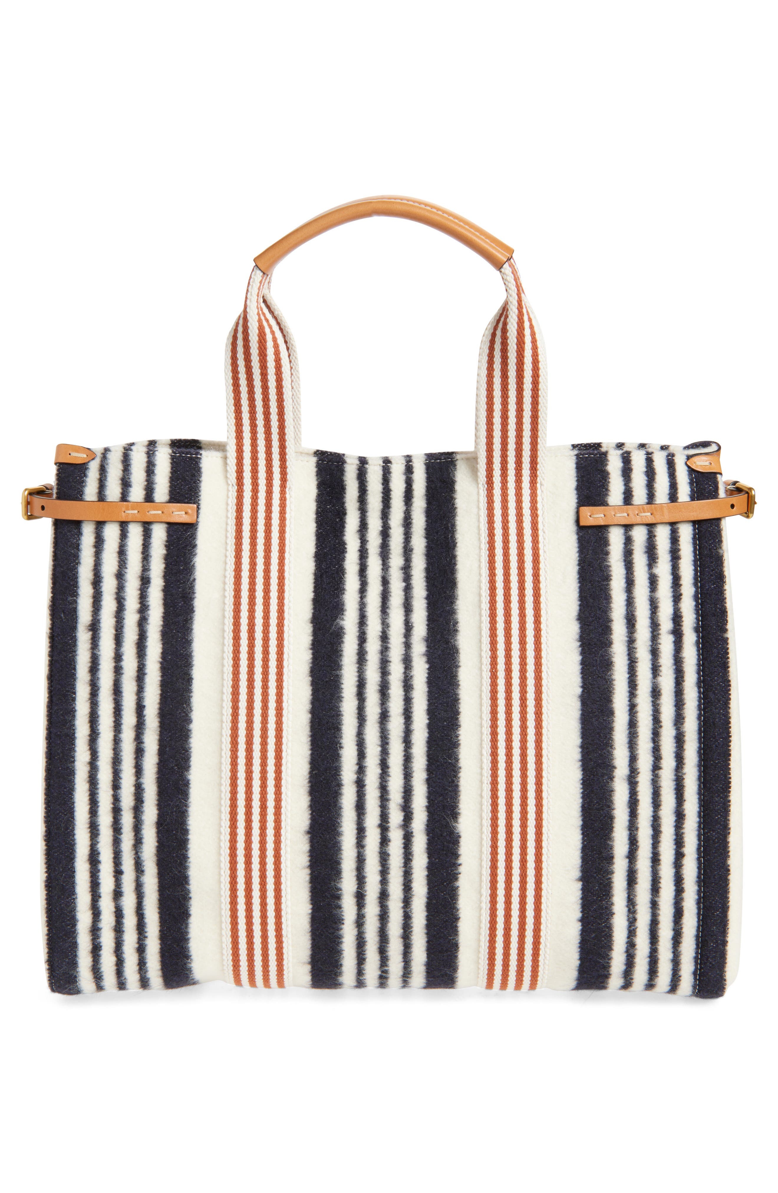 Valentino Garavani Large Tess Stripe Tote in Navy/Ivy at Nordstrom - 3