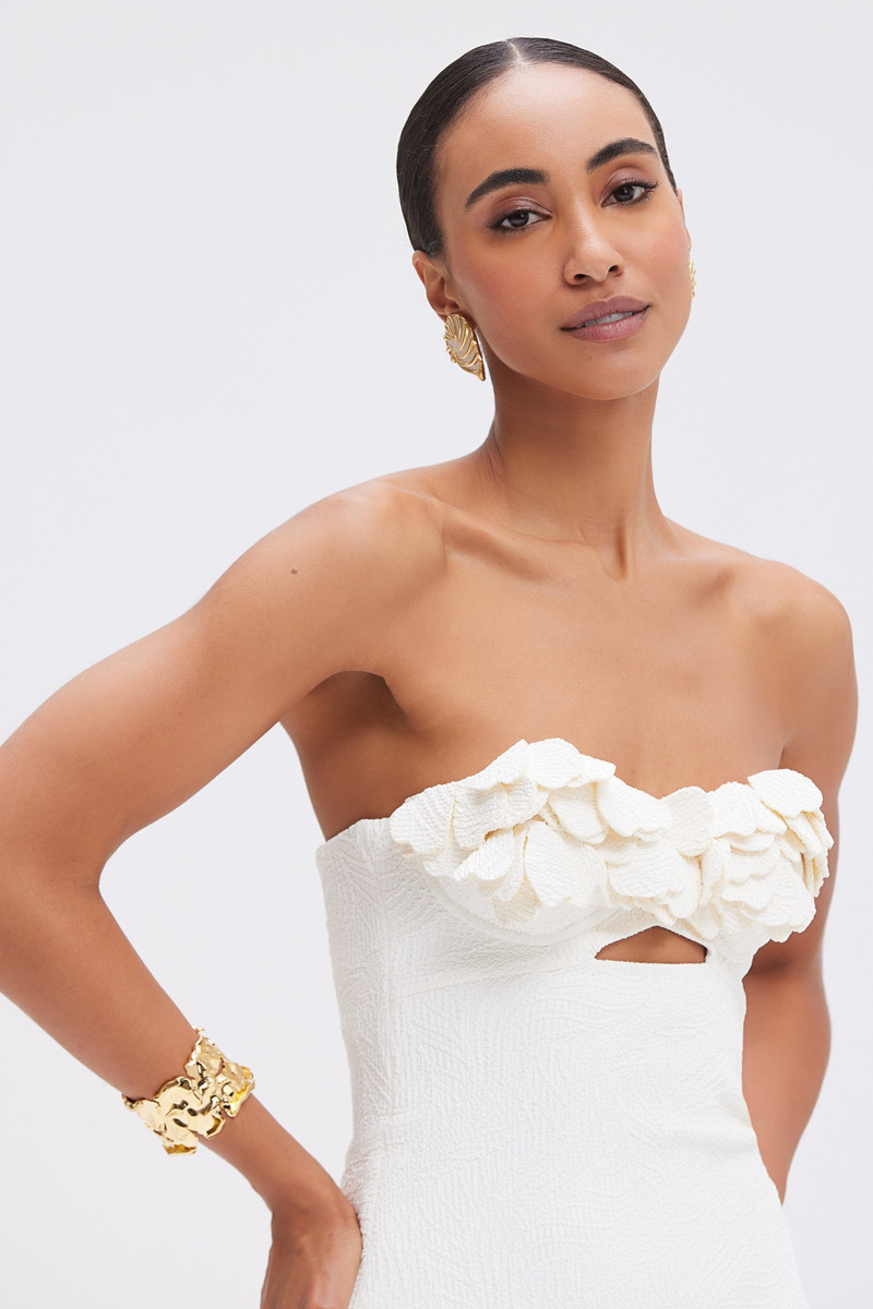 BREEZE JACQUARD FLOWER APPLIQUE MIDI DRESS 3
