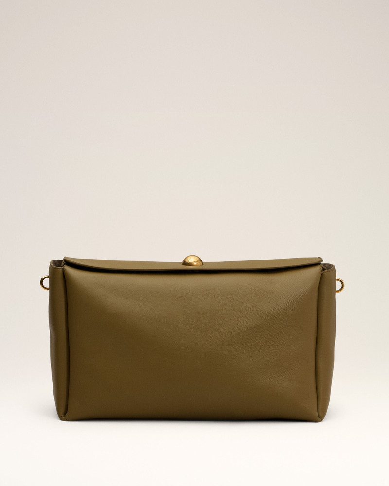 AMI Paris KHAKI LEATHER LARGE CARROUSEL BAG outlook