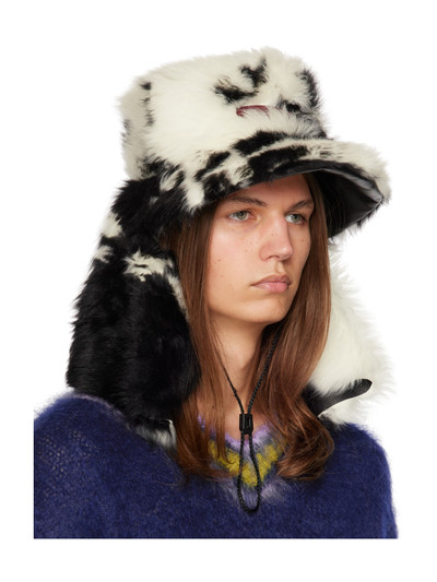 Marni White & Black Quilted Fur Hat outlook