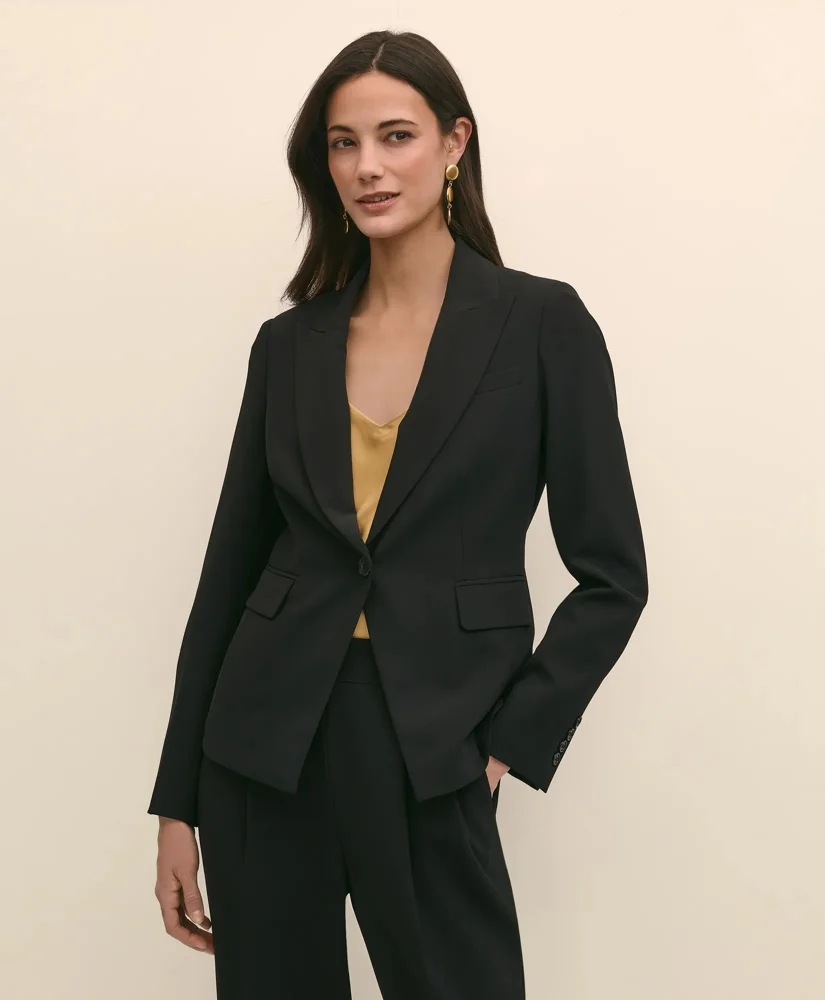 Single-Breasted Peak Lapel Jacket in Fine Twill Stretch Crepe - 1