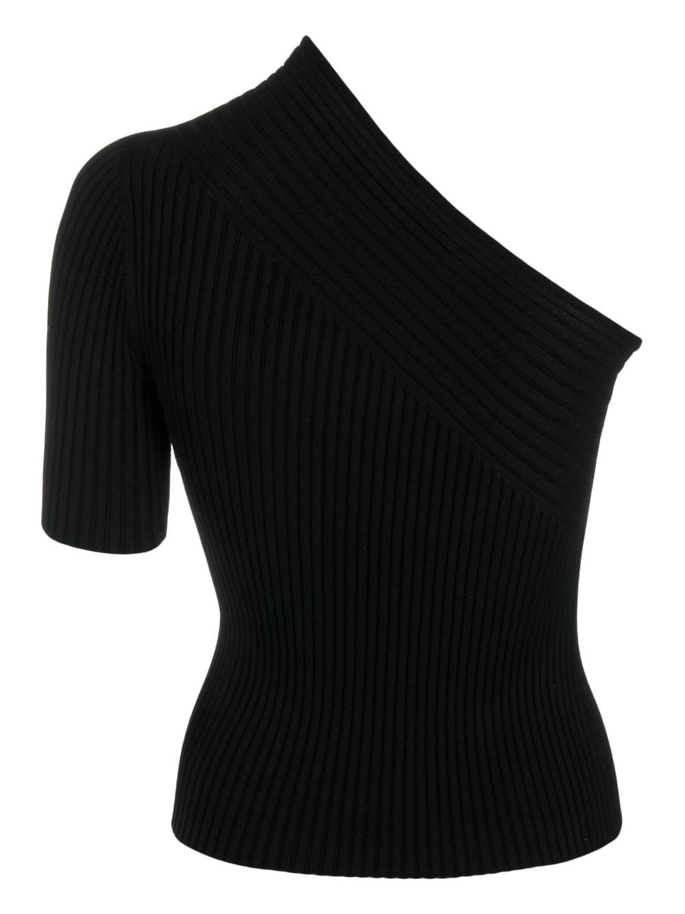 one-shoulder knitted top - 2