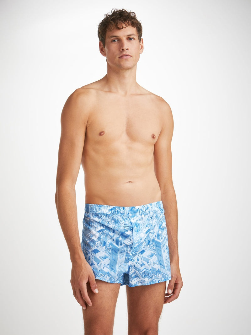Men's Modern Fit Boxers Ledbury 70 Cotton Batiste Blue 2