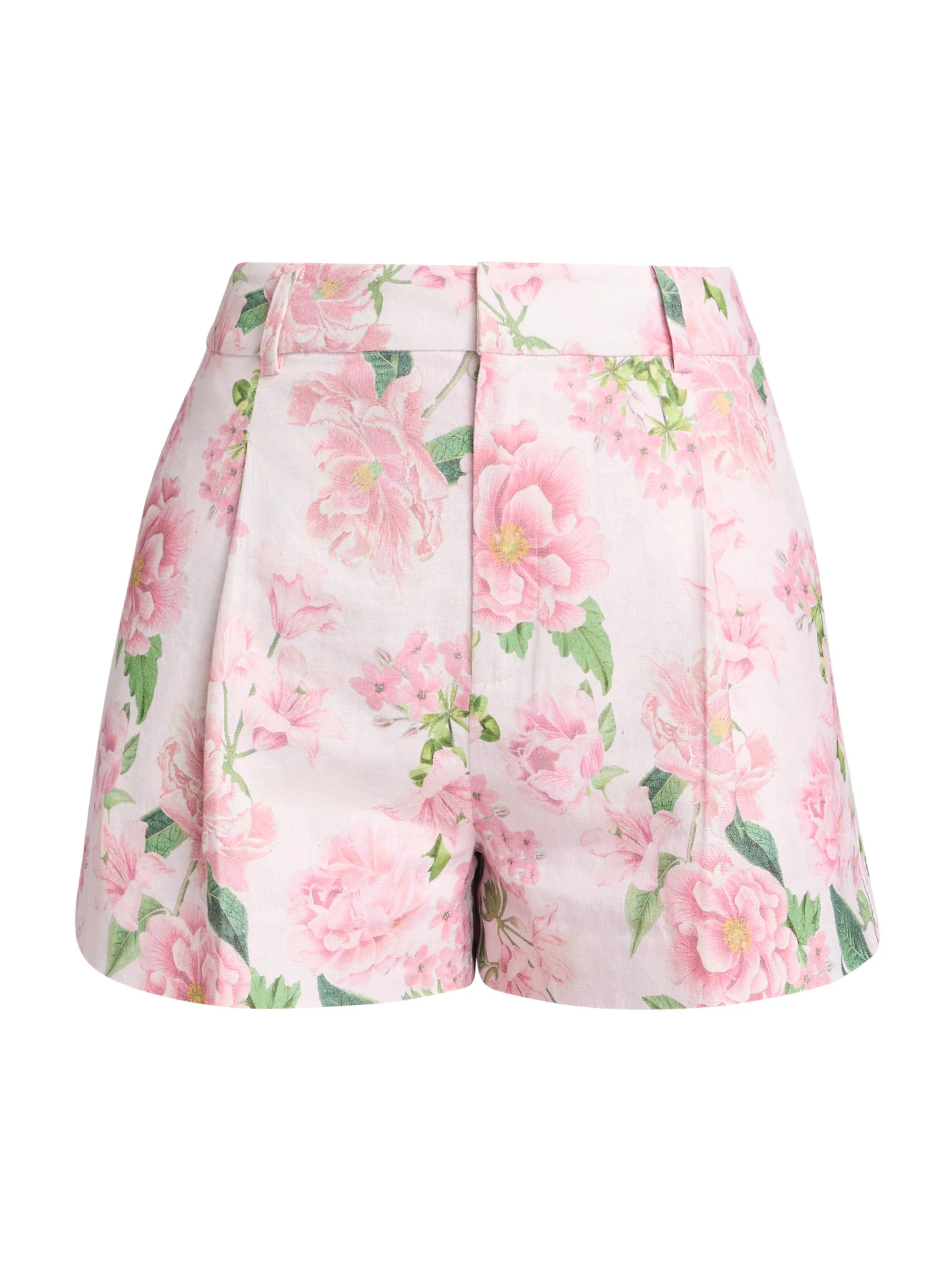 Women's Glenn Floral Linen-Blend Belted Tailored Shorts - Pink Petal Dream - 1
