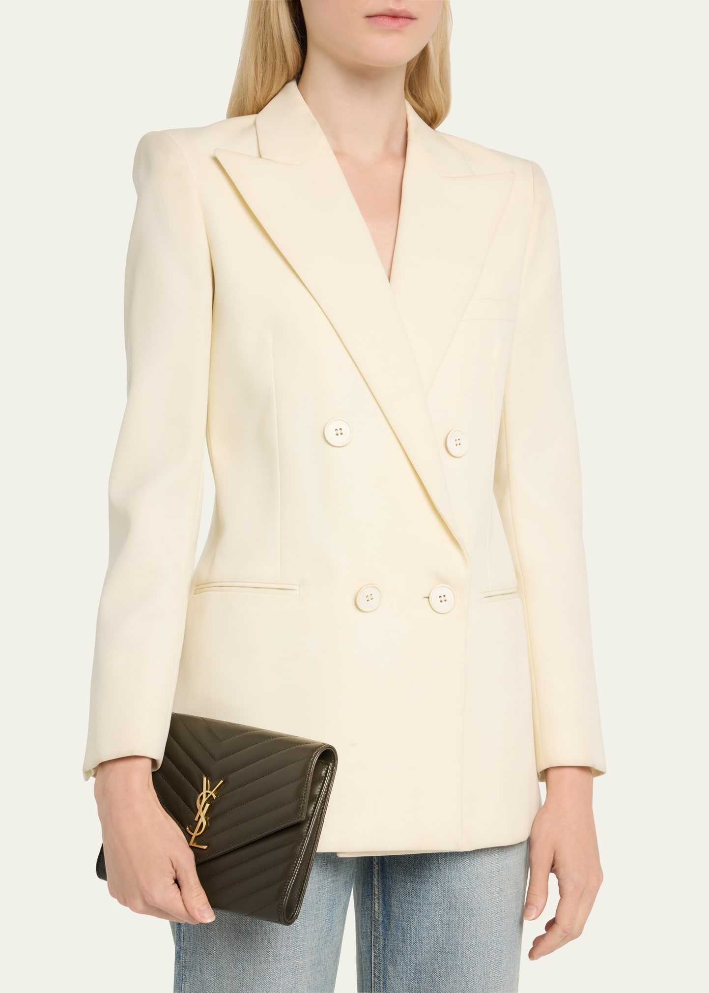 YSL Flap Quilted Leather Clutch Bag - 2