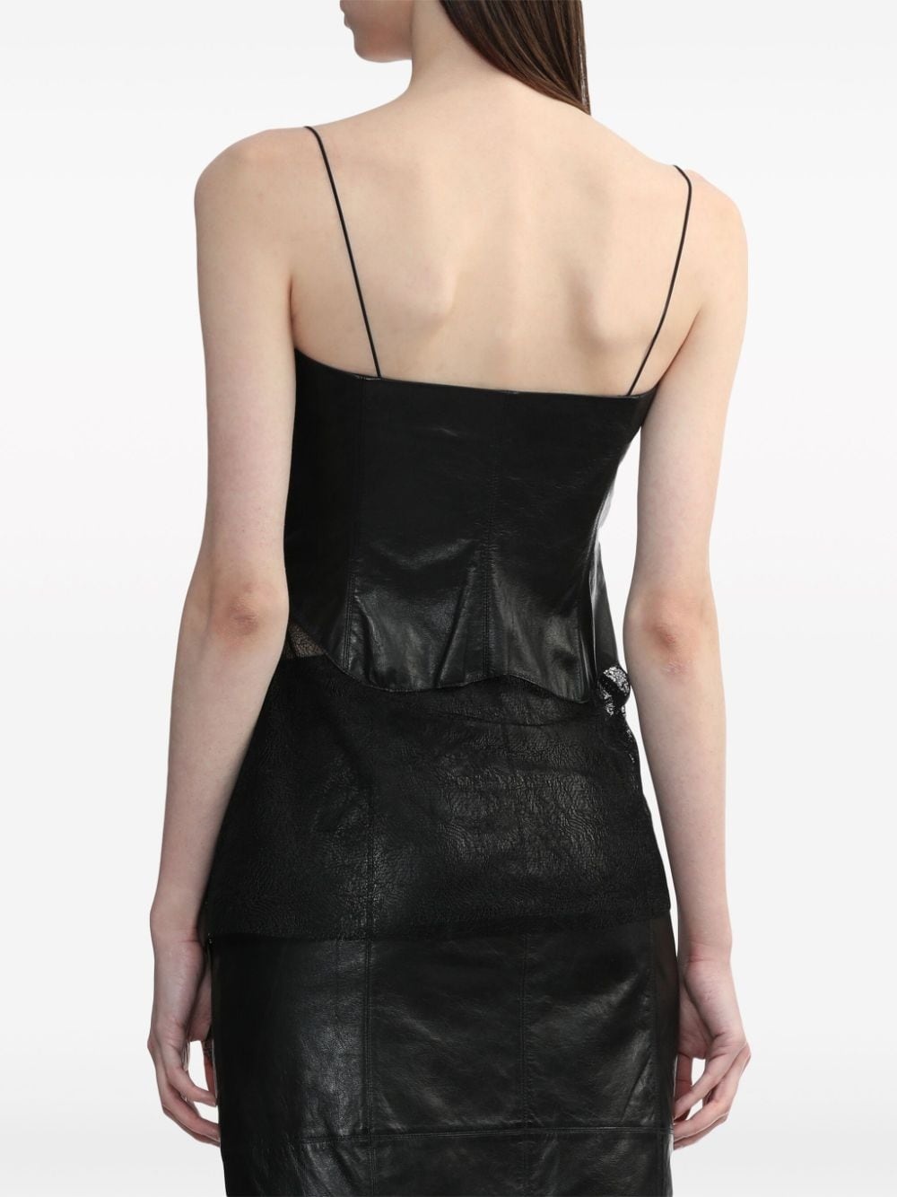 sheer leather top - 4