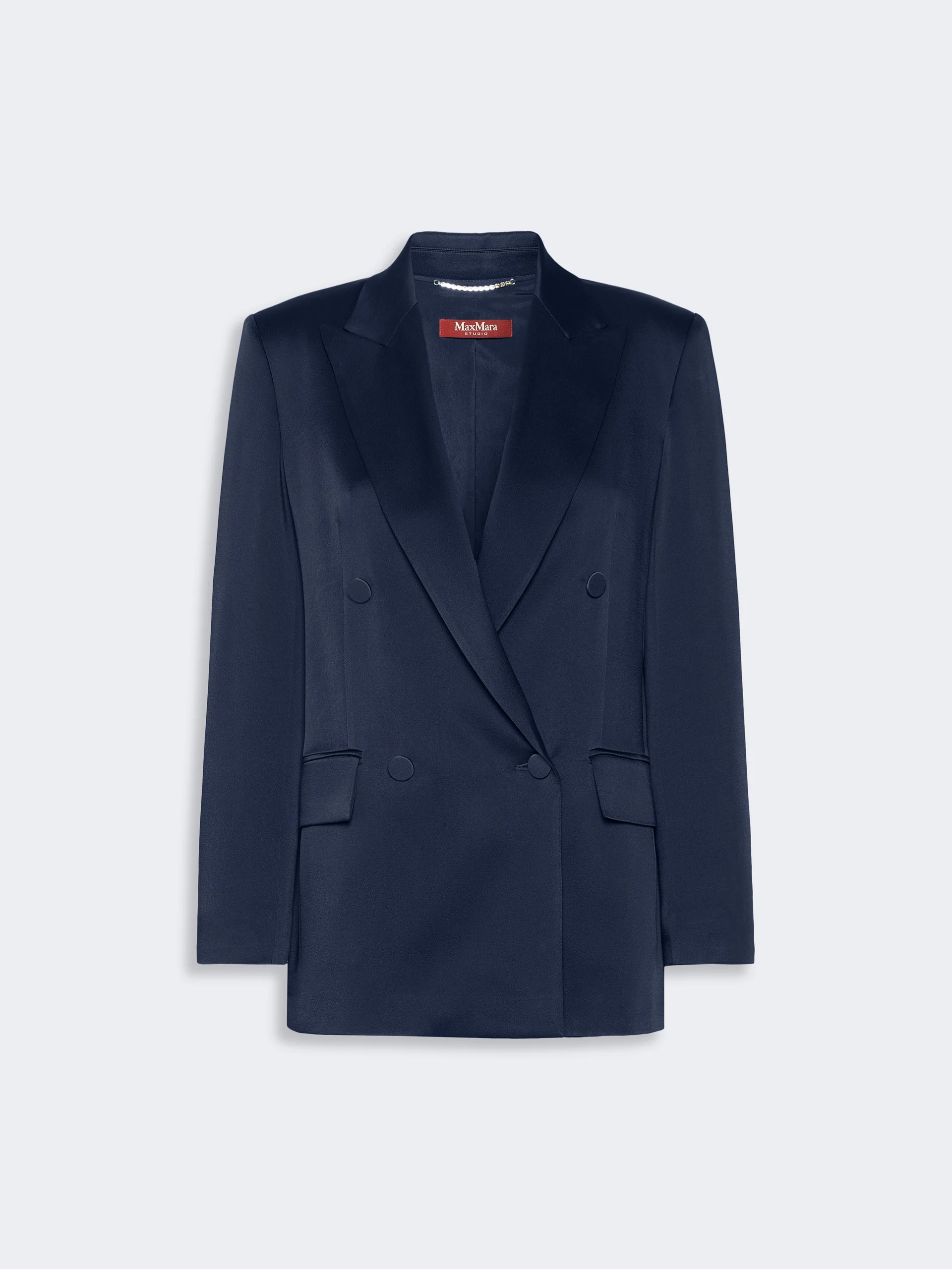 ARCA Double-breasted envers satin blazer - MIDNIGHTBLUE - 1
