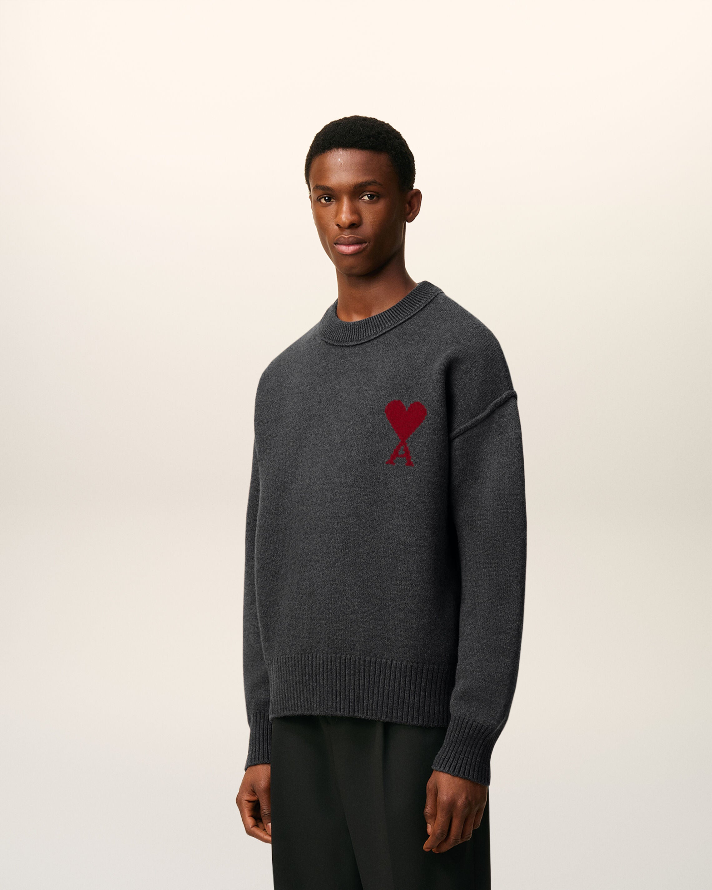 GREY WOOL AMI DE COEUR CREWNECK SWEATER - 6