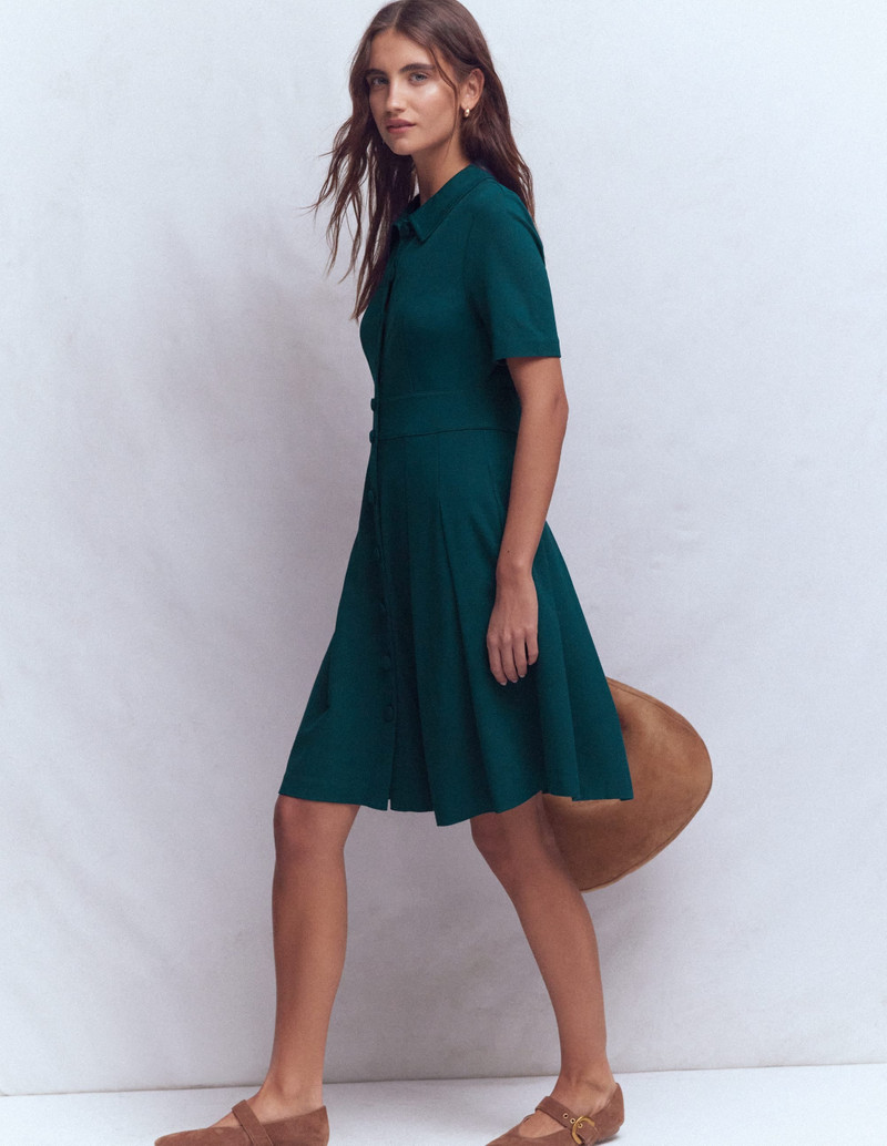 Bridget Ponte Short Dress-Midnight Teal 7