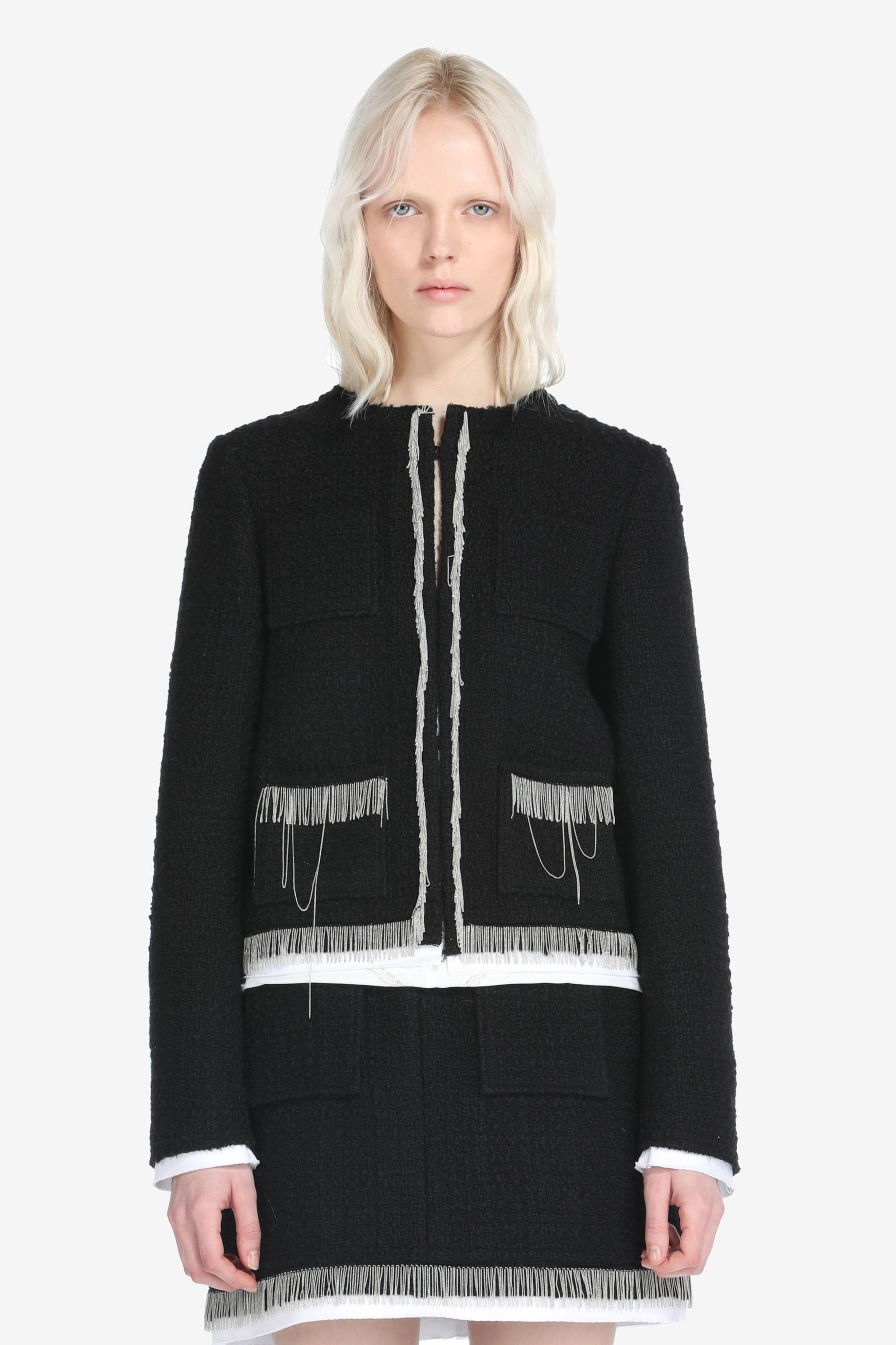 BOUCLÉ FRINGE-TRIM JACKET - 1