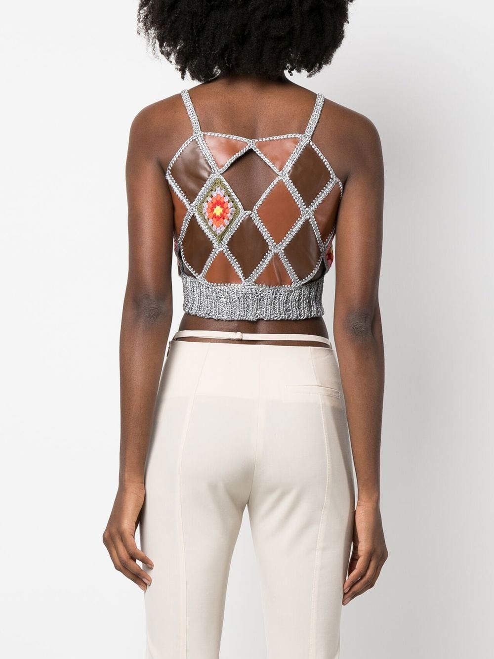 diamond-panel cropped top - 4