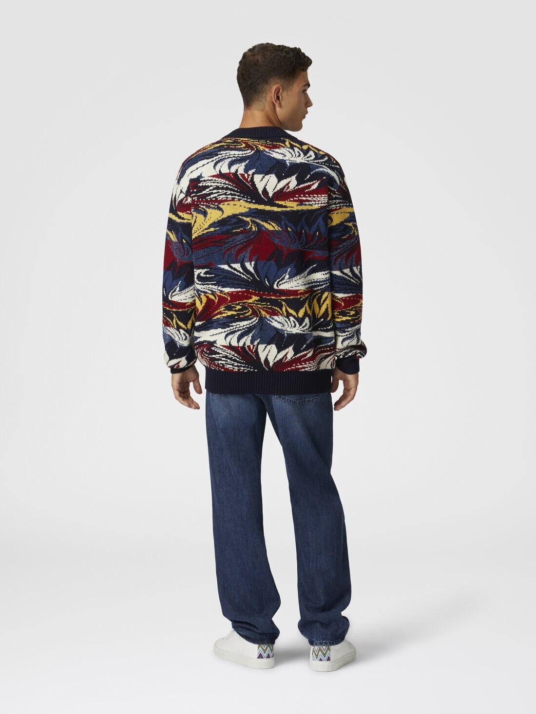 Jacquard wool cardigan with Venetian paper motif - 3