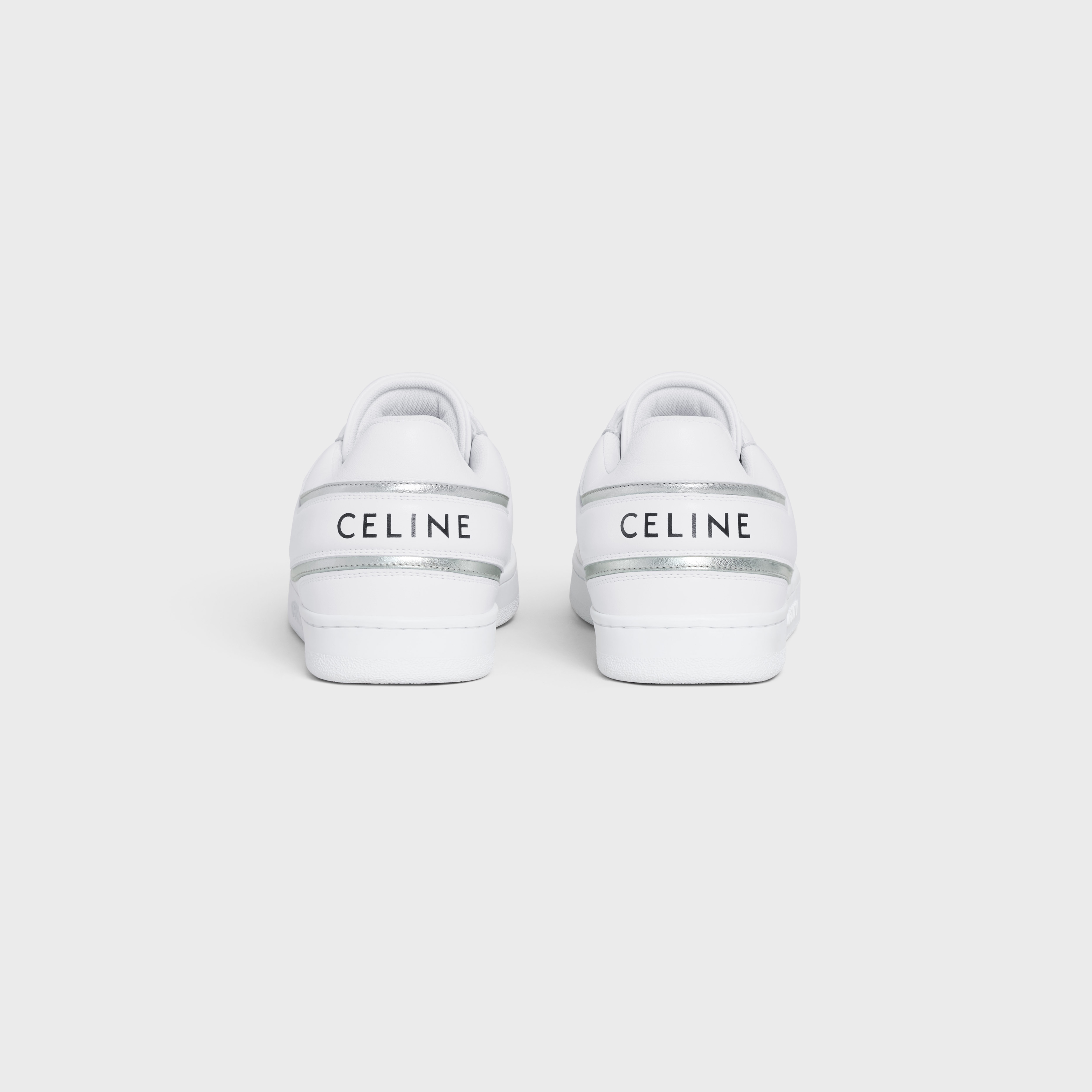 CELINE TRAINER LOW LACE-UP SNEAKER in CALFSKIN & LAMINATED CALFSKIN - 3