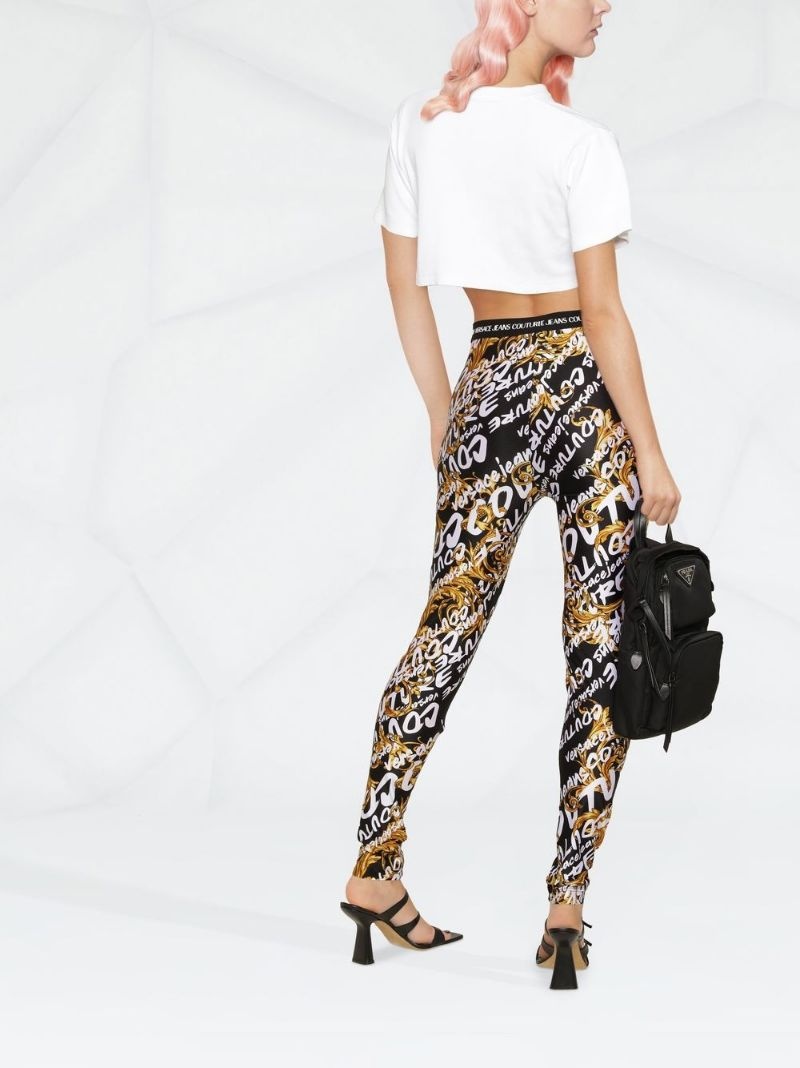 logo-print baroque-pattern leggings - 3