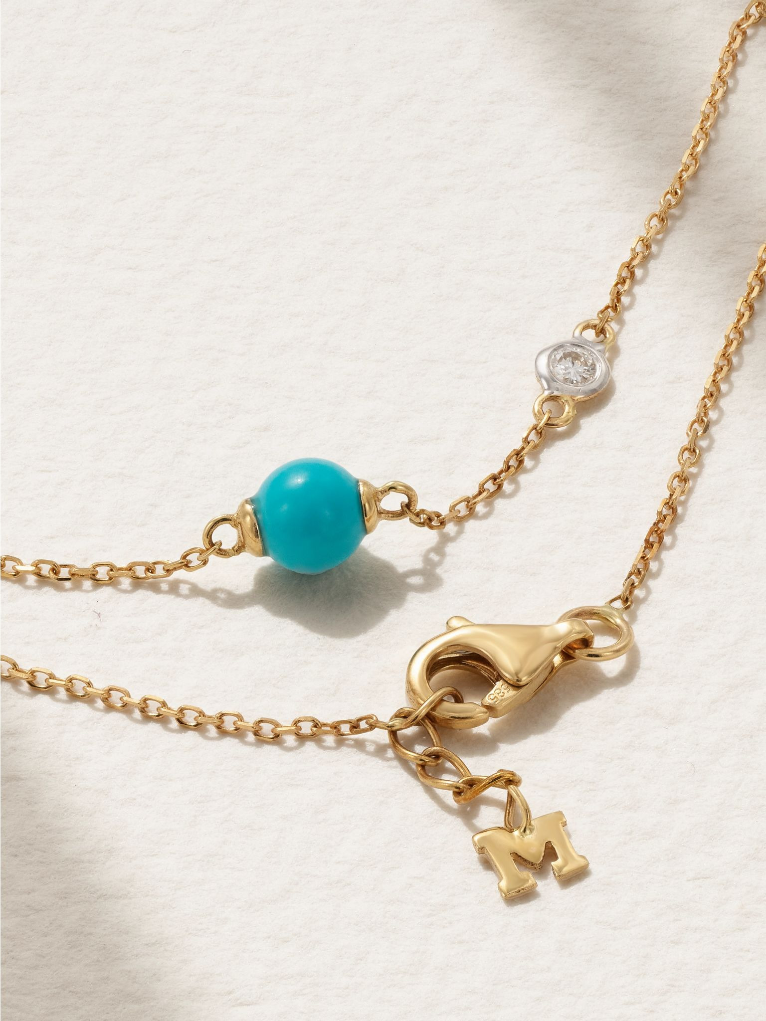 Dot 14-karat gold, turquoise and diamond bracelet Blue - 3