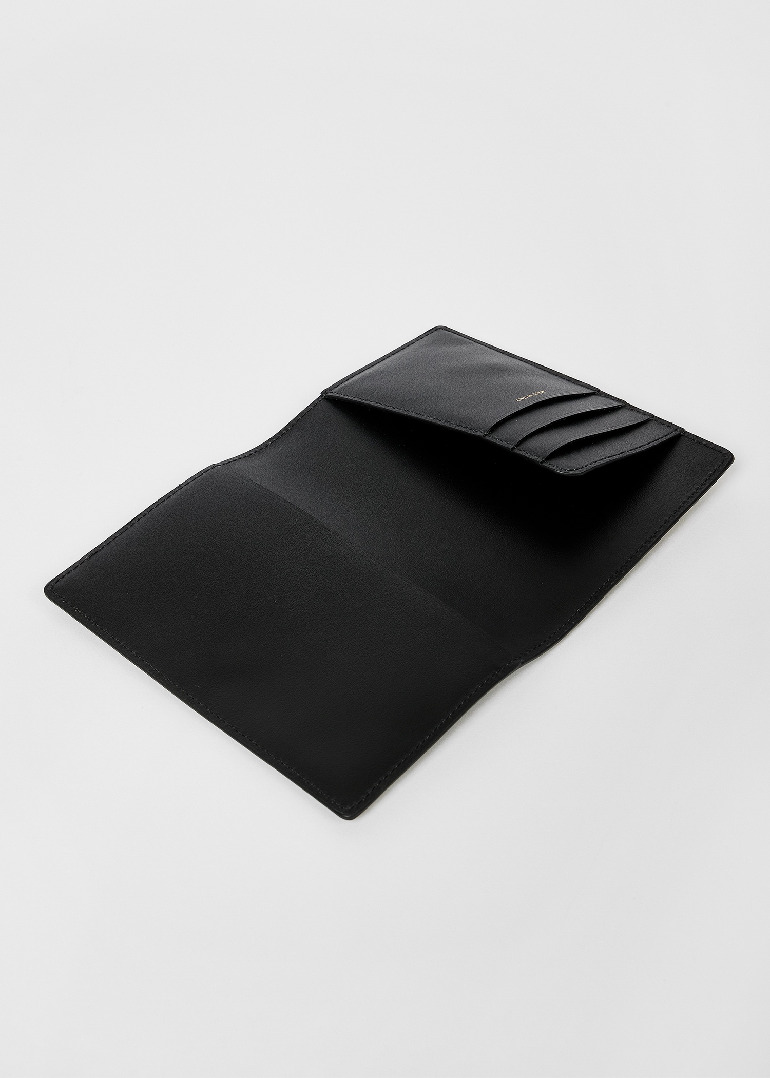 Black Leather 'Signature Stripe Block' Passport Holder - 4