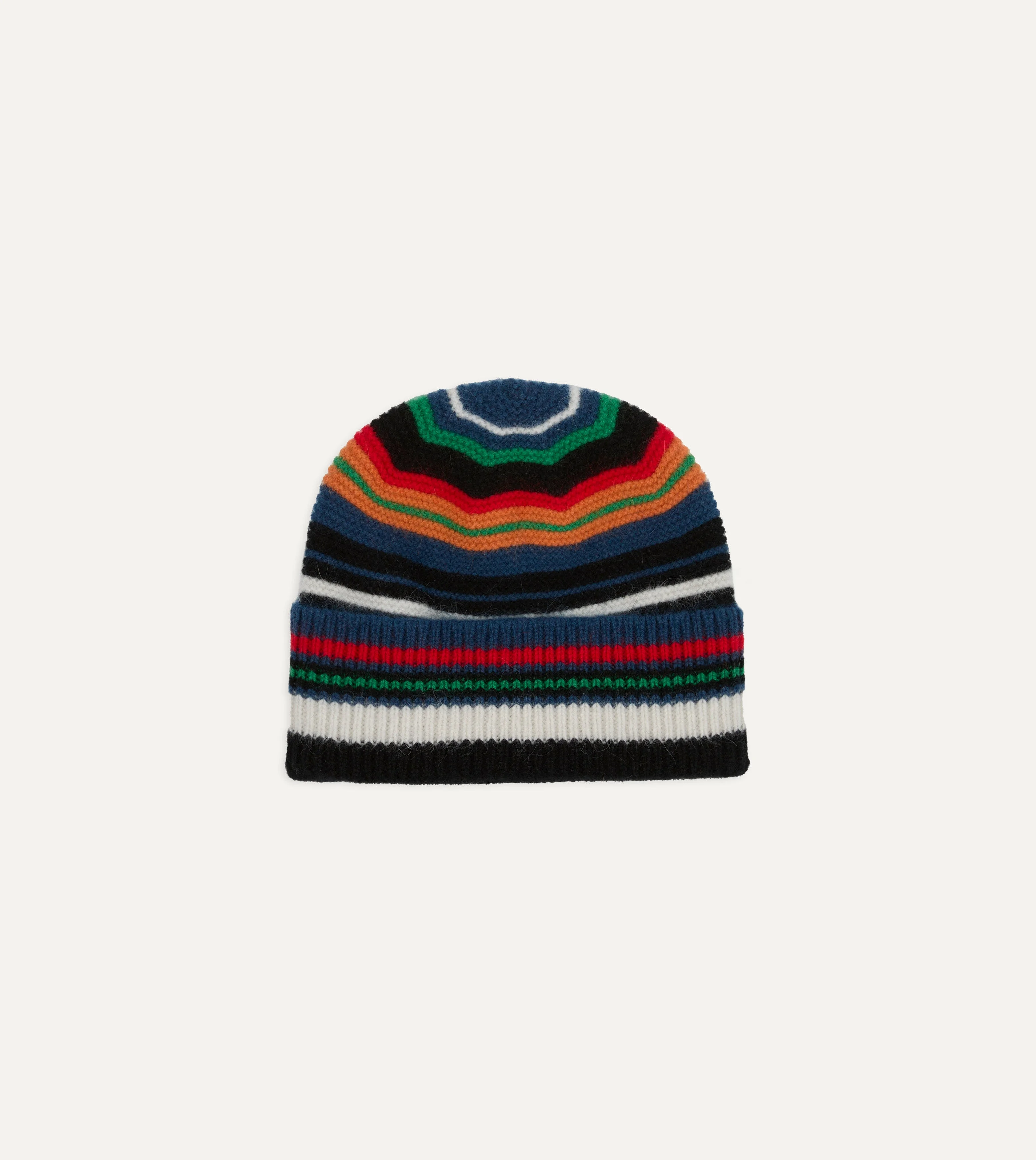 Red and Orange Multi Stripe Geelongora Purl Stitch Knit Cap - 1