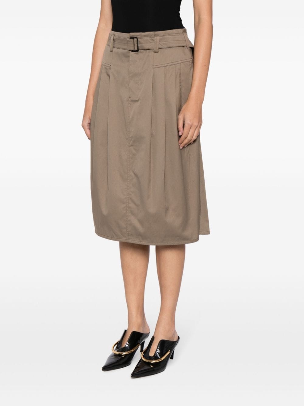 belted-waist pleated midi skirt - 3