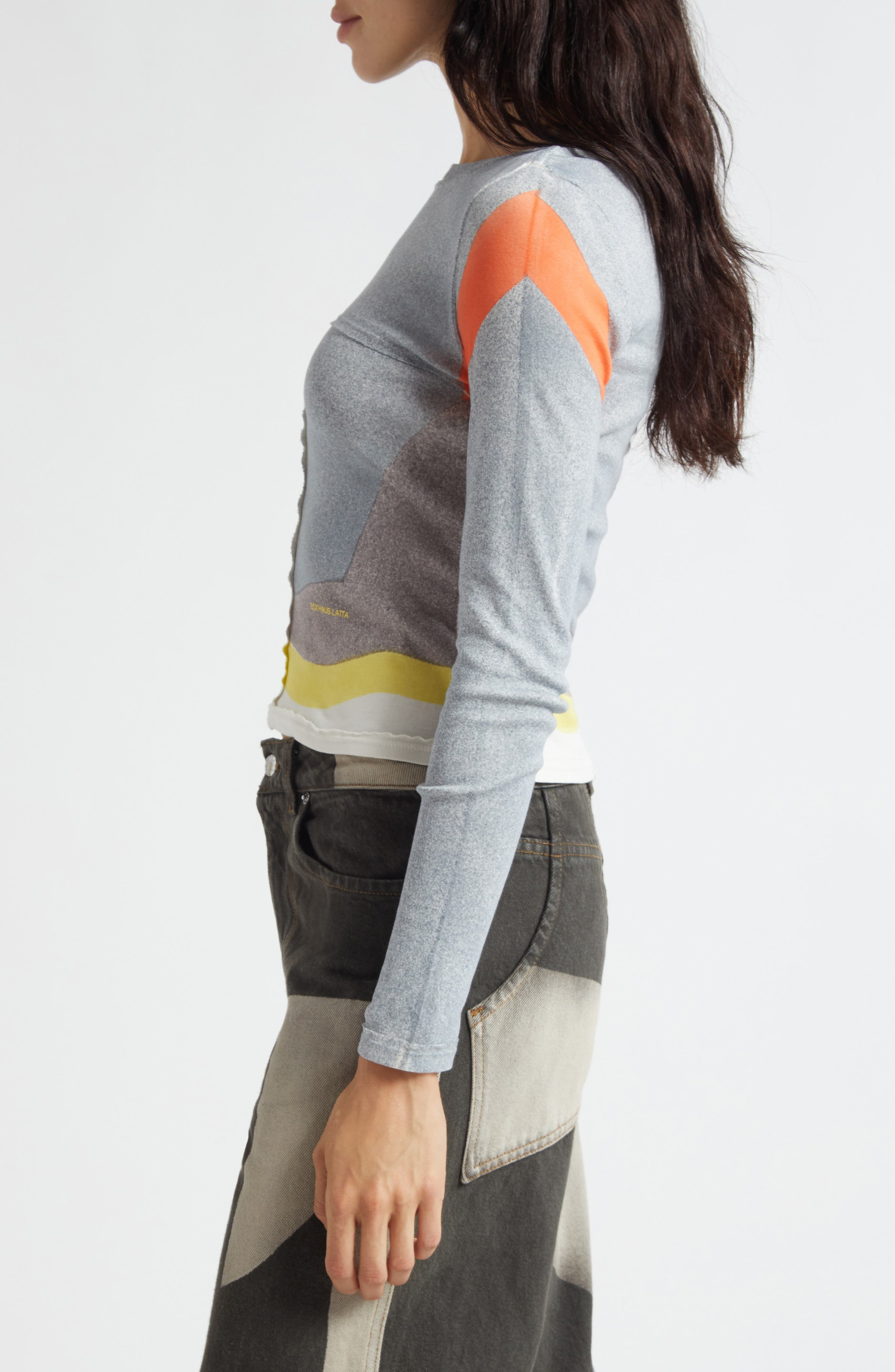 Eckhaus Latta Lapped Colorblock Cotton Baby Tee in Valley at Nordstrom - 4