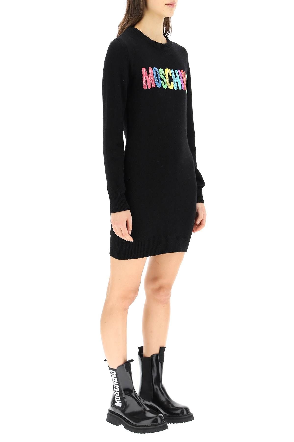 MULTICOLOR MOSCHINO PRINT MINI DRESS - 3