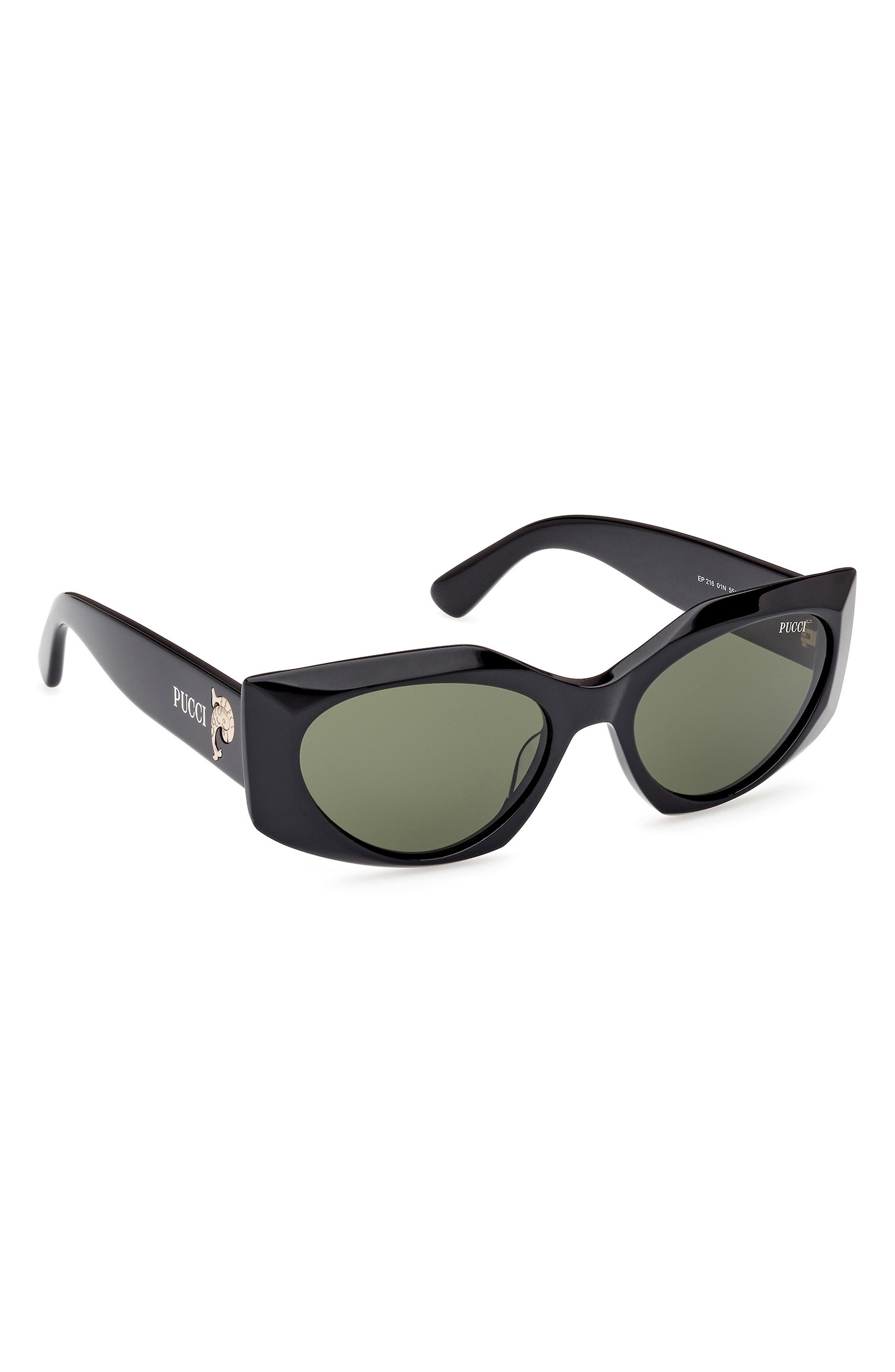 Emilio Pucci Geometric 55mm Sunglasses in Shiny Black /Green at Nordstrom - 7