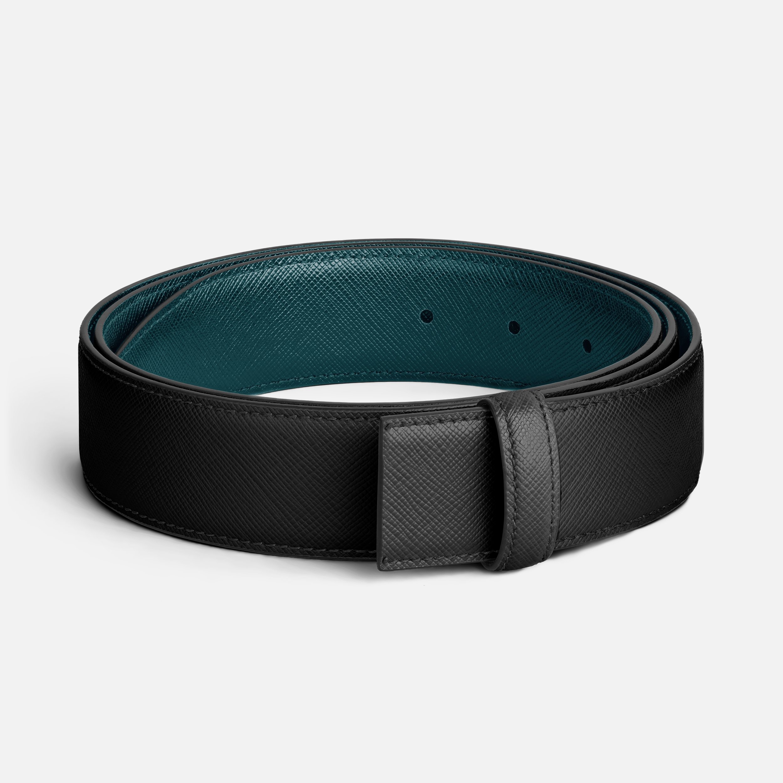Cyprus blue/black 35mm reversible leather strap - 1