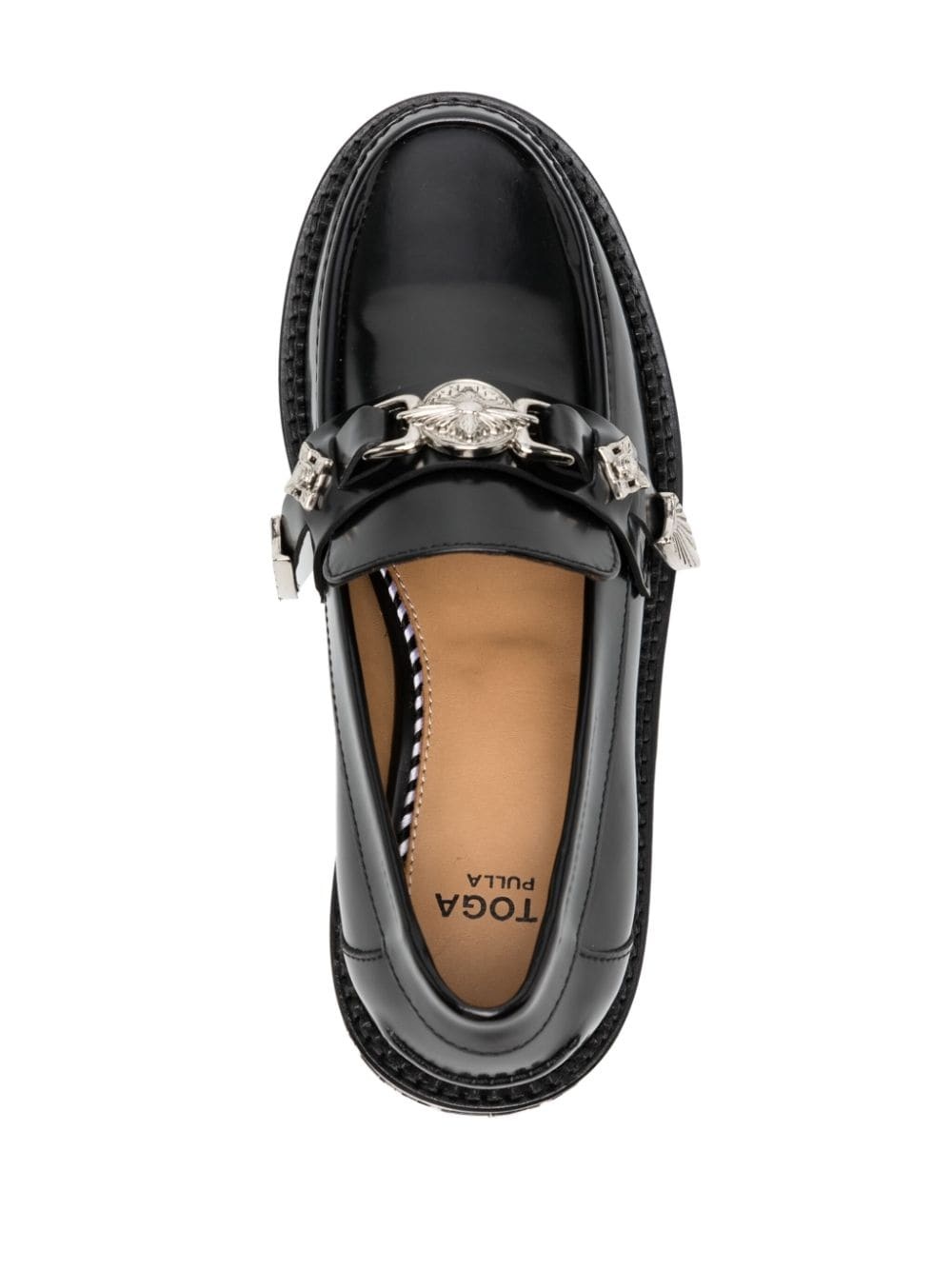 round-toe leather loafers - 4