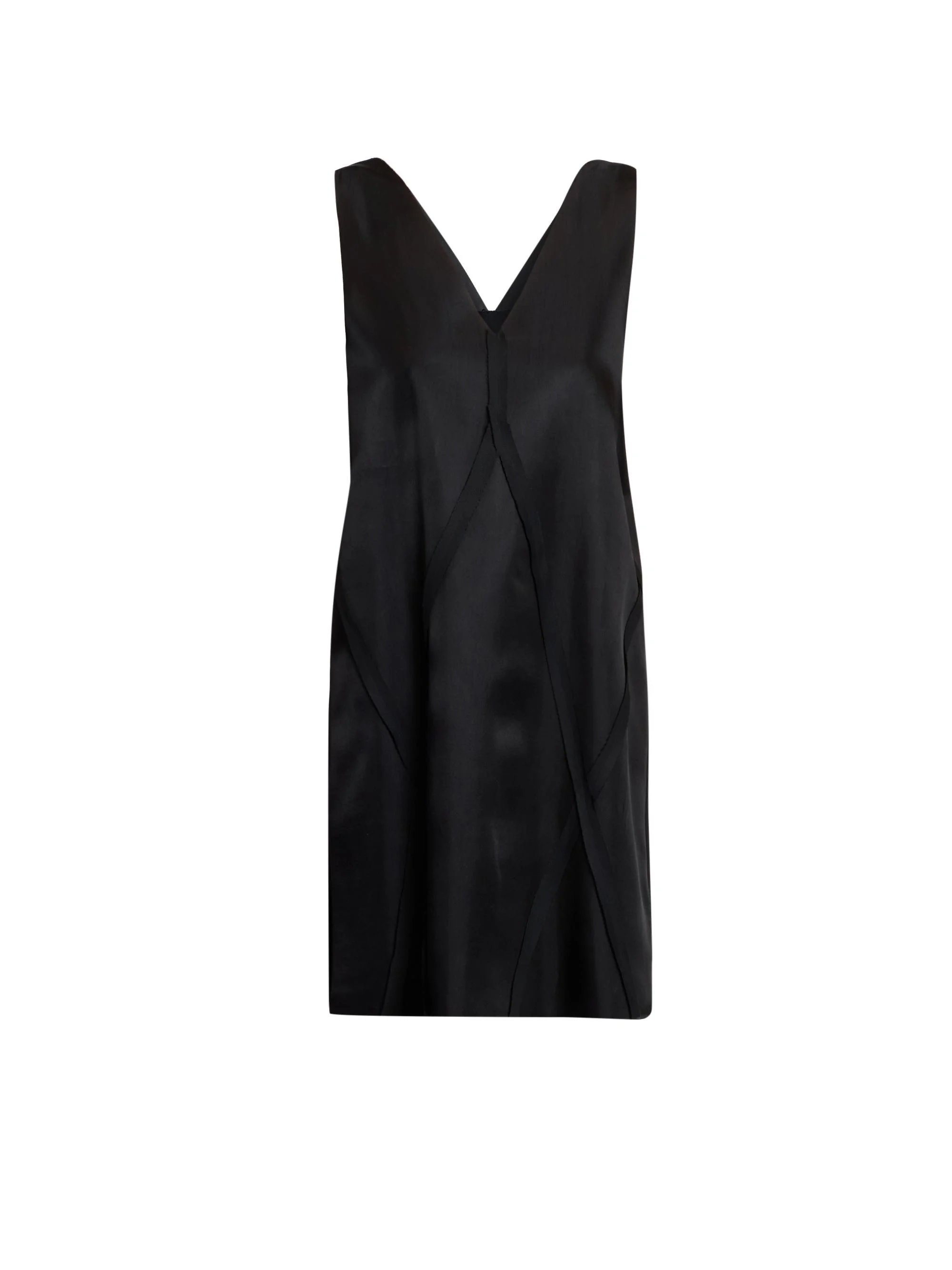 Women's Satin Seamed Sleeveless Minidress - Black - 1