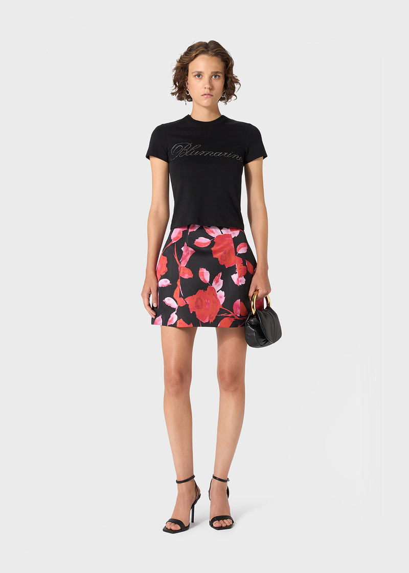 Blumarine FLORAL-PRINTED SATIN MINI SKIRT outlook
