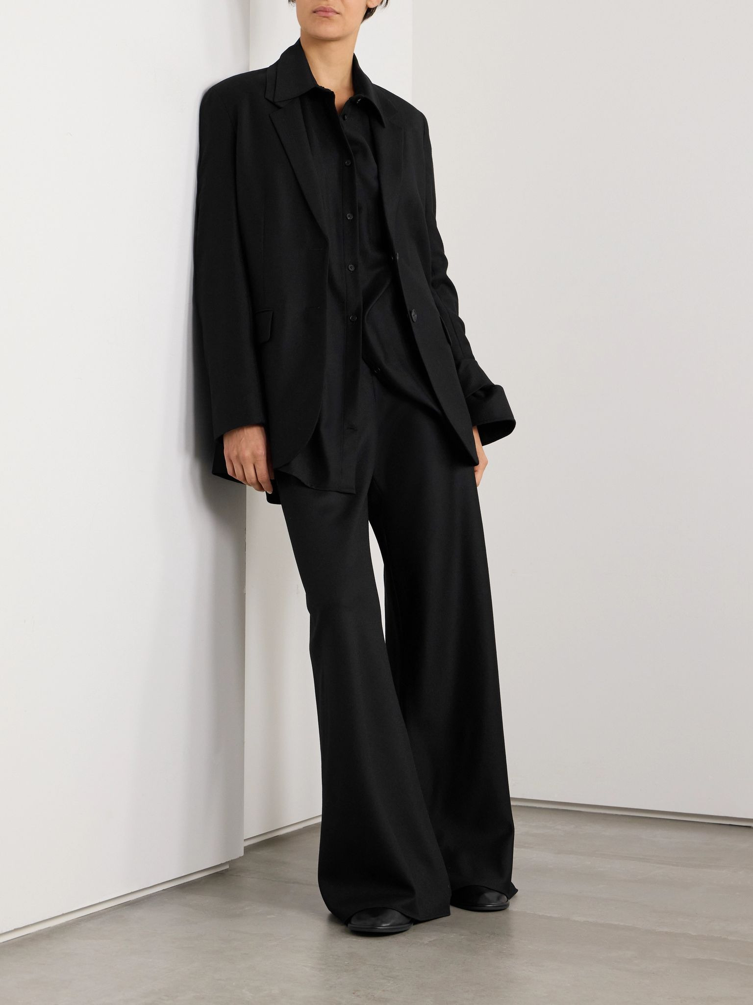 Essentials Gala wool and mohair-blend wide-leg pants Black - 2