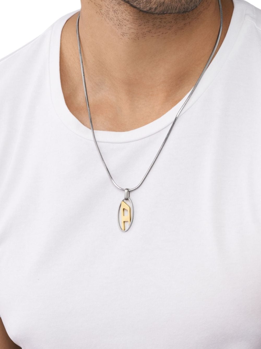 Dx1421 logo-pendant necklace - 3