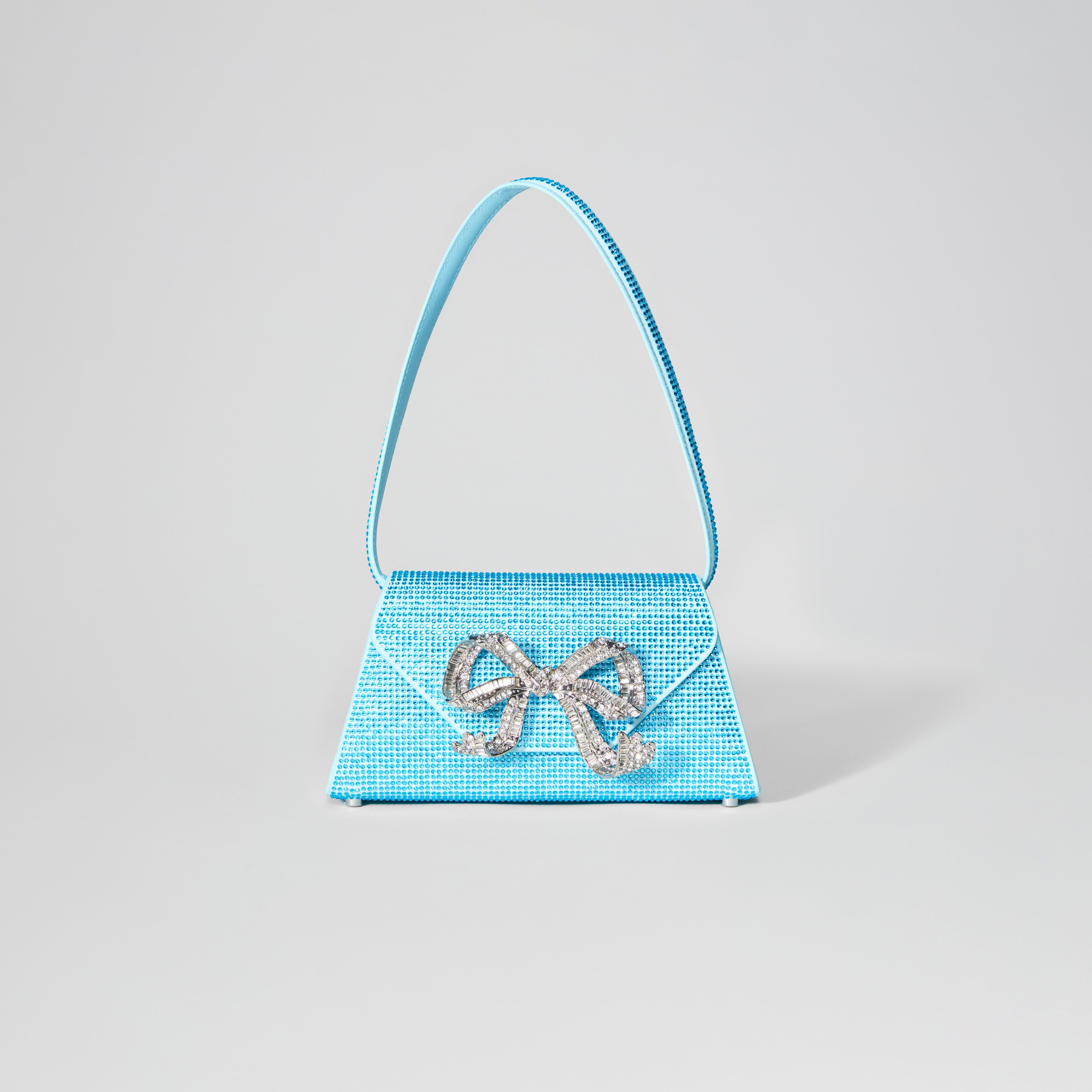 Blue Rhinestone Bow Mini Shoulder Bag - 1