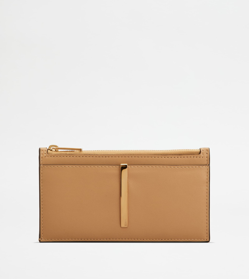 CARD HOLDER IN LEATHER - BEIGE 1