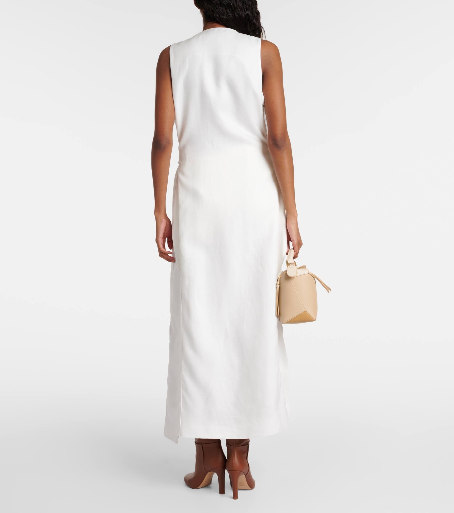 Aureo linen twill midi wrap dress - 3