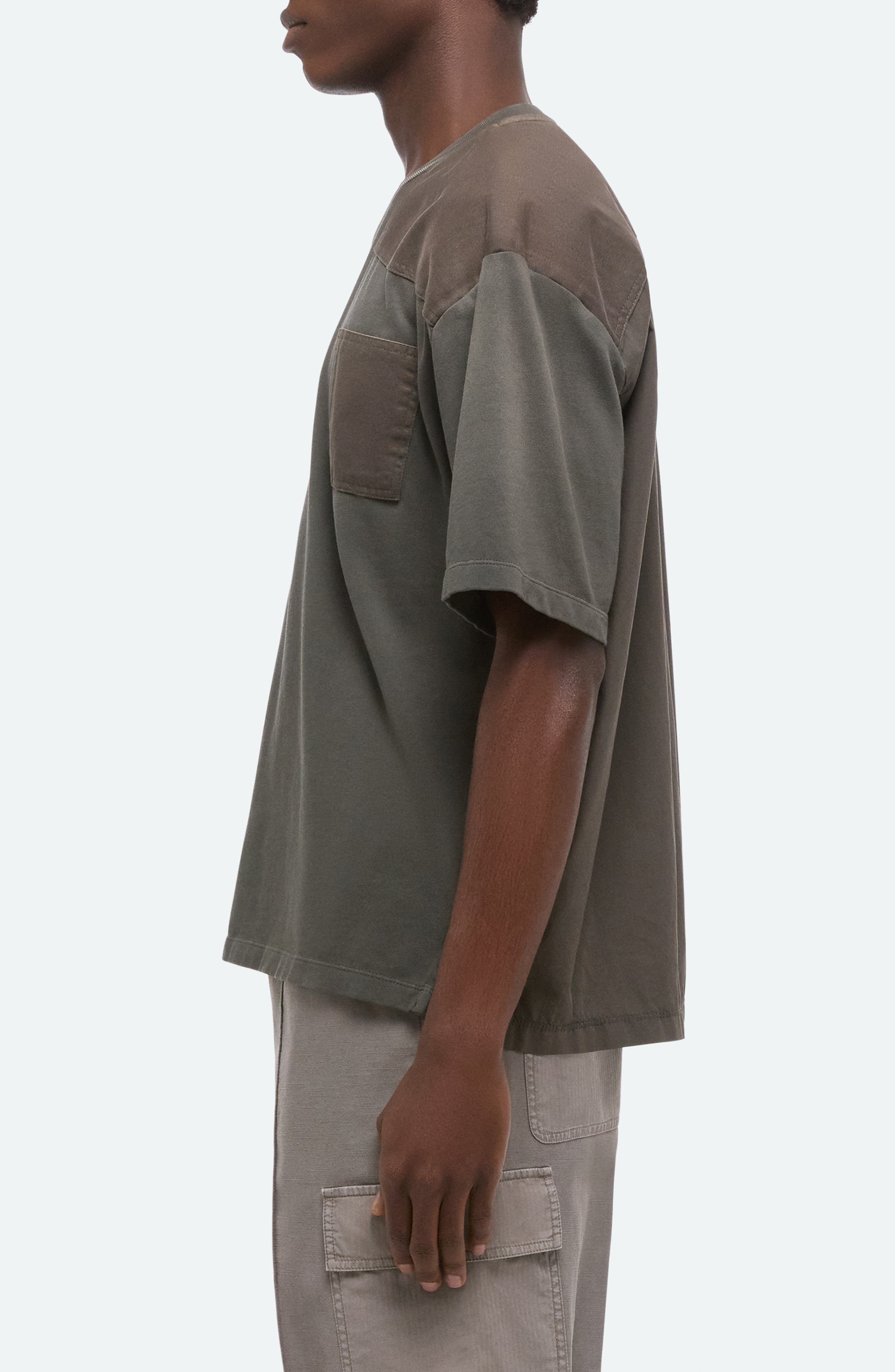 Helmut Lang Patch Cotton T-Shirt in Moss - 3