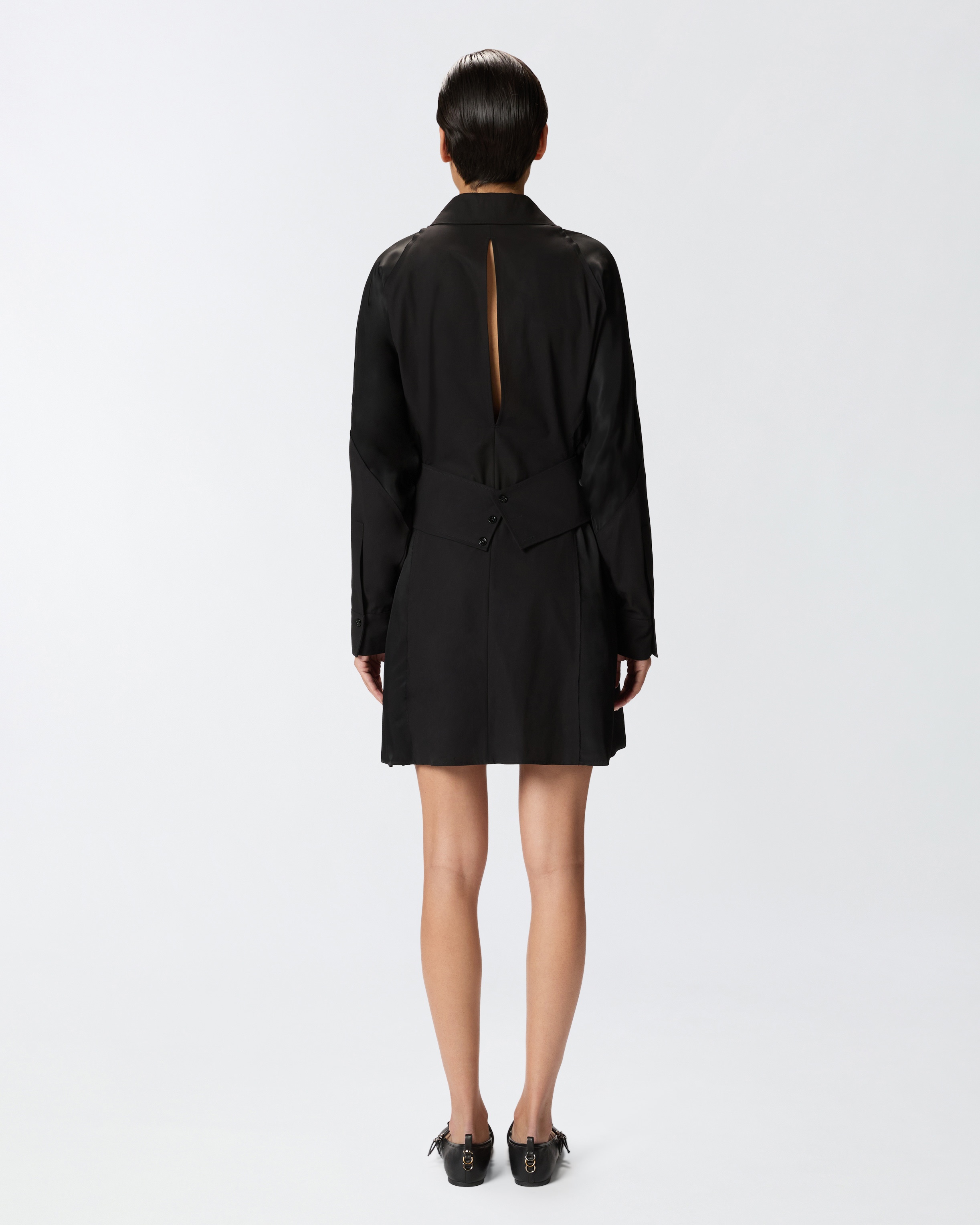 SHORT SHIRT DRESS IN HABOTAI AND COTTON - 4