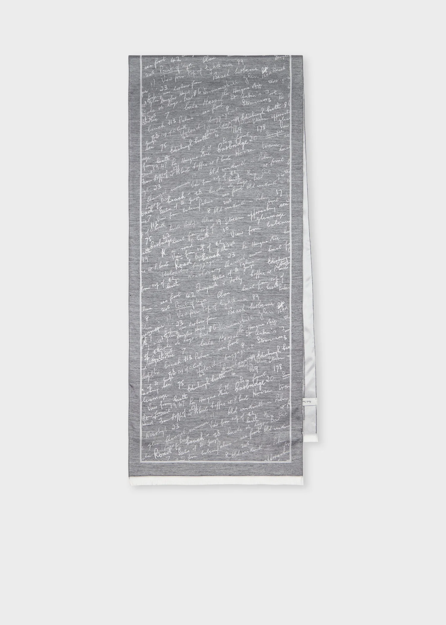 Grey Silk-Blend 'Notebook Writing' Scarf - 1