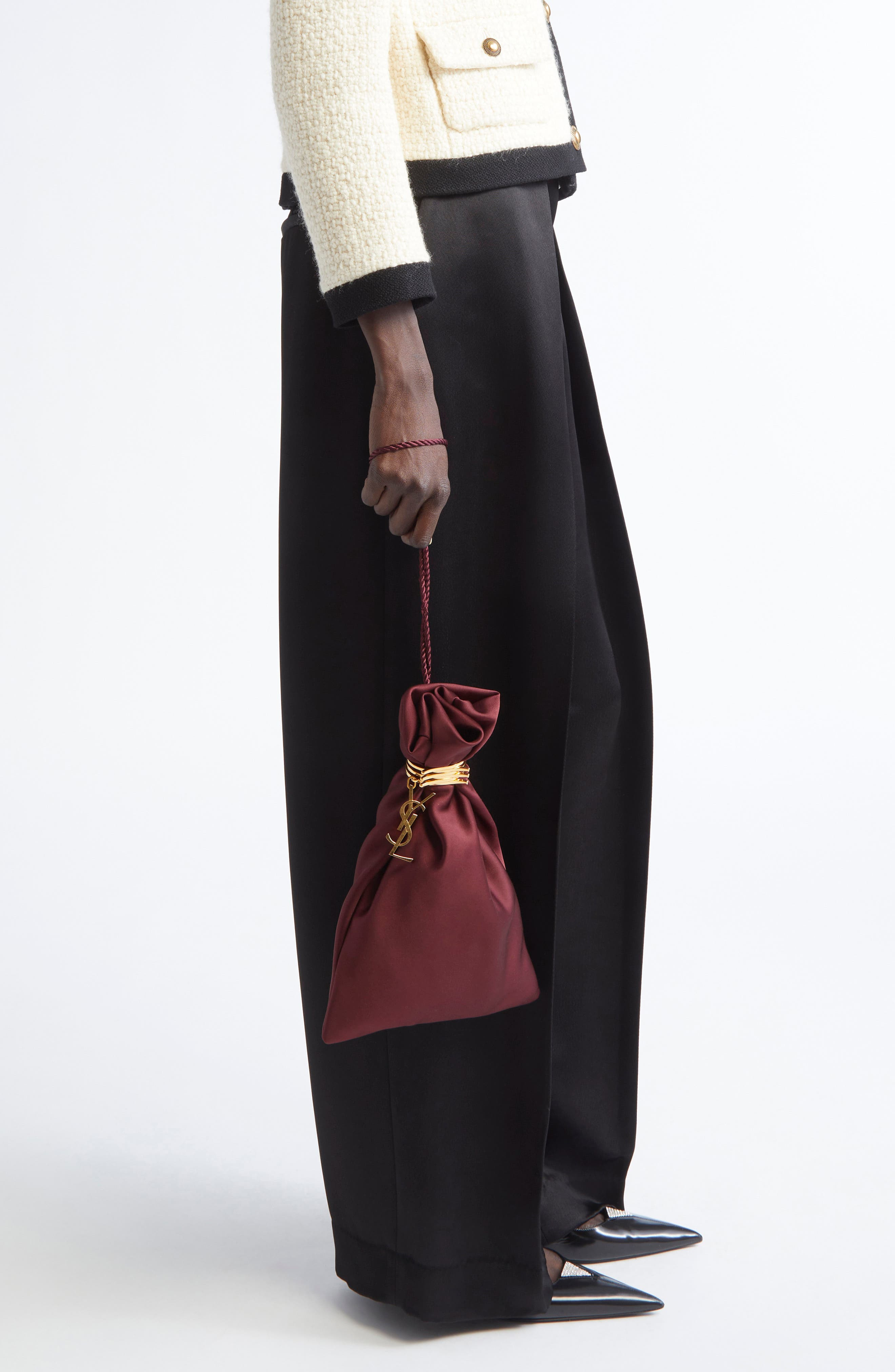 Saint Laurent Evening Satin Pouch in Griotte/Bordeaux at Nordstrom - 2