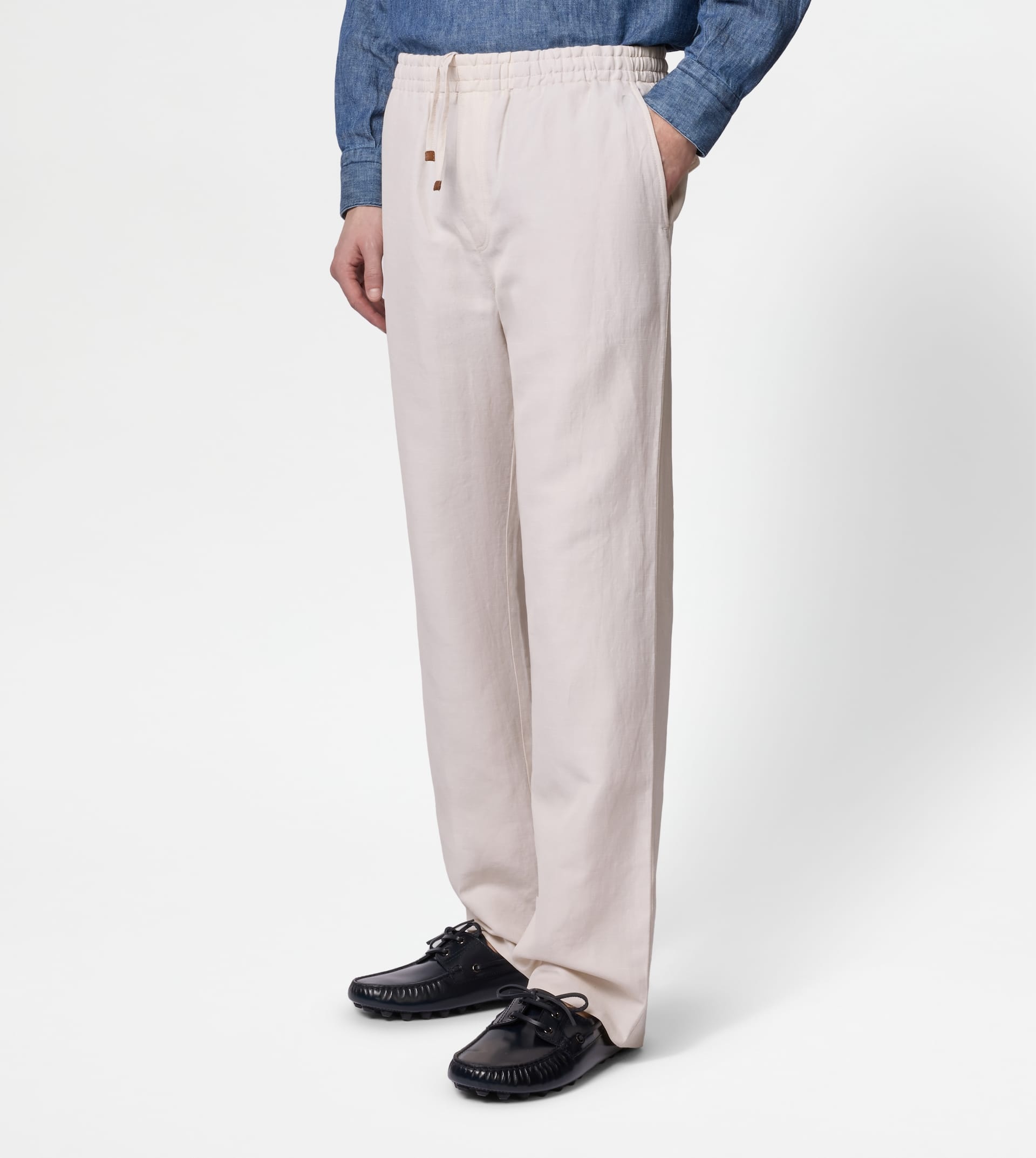LINEN BLEND PANTS - WHITE - 3