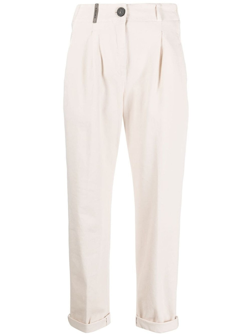 slim-cut tapered-leg trousers 1