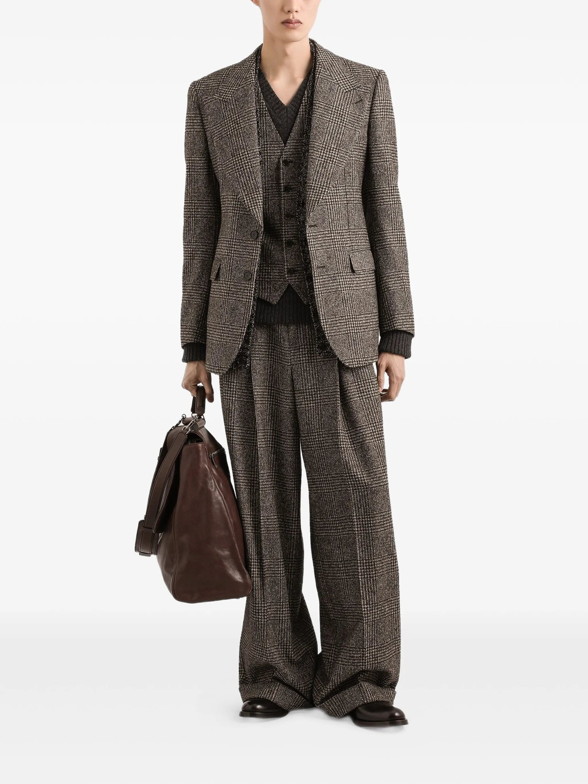 Dolce & Gabbana Check-pattern Buttoned-up Blazer - 3