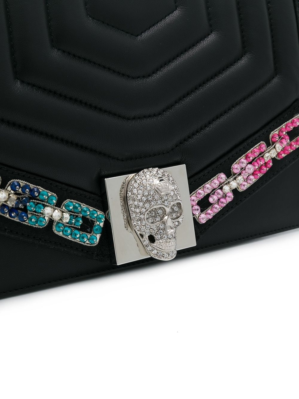 quilted crystal-embellished chain shoulder bag - 4