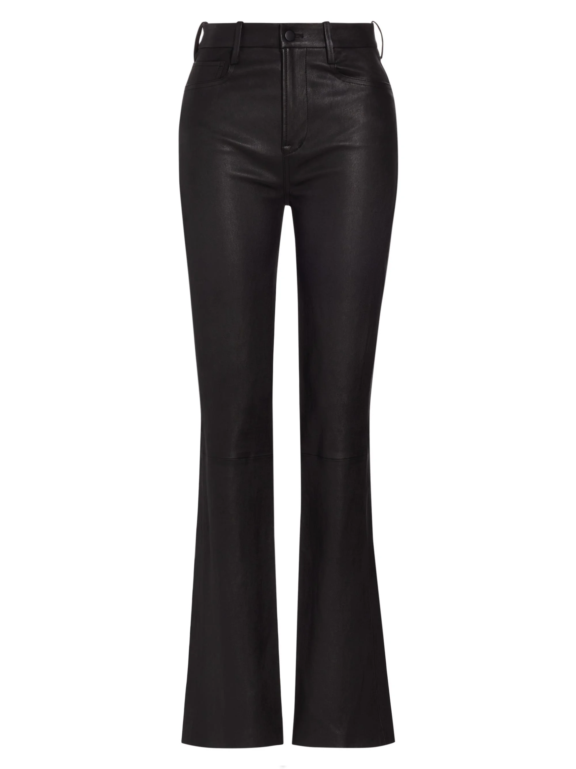 Women's Stretch Bootcut Leather Pants - Black - 1