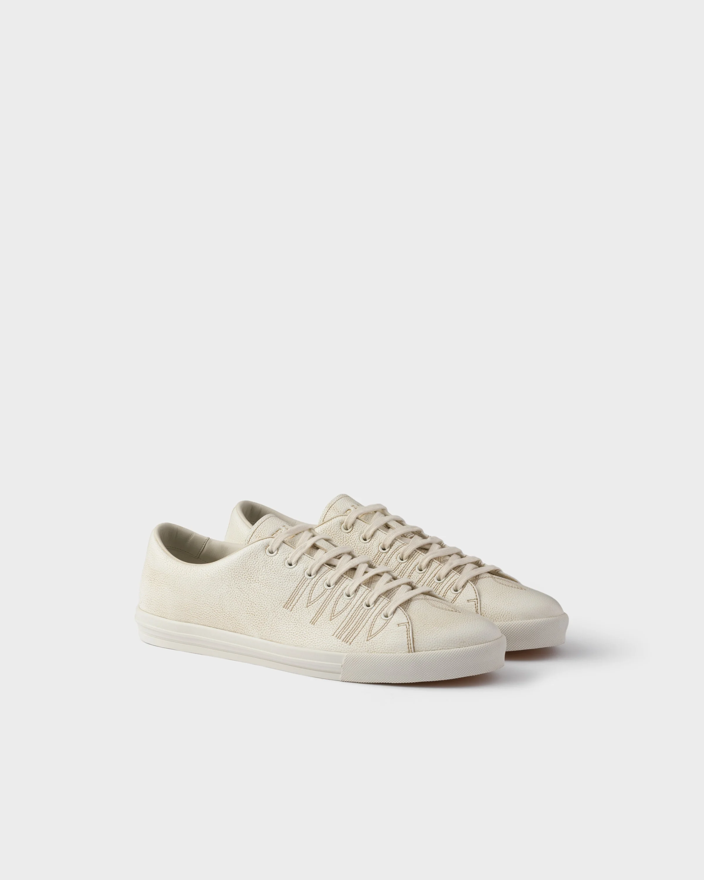 Aged-effect leather sneakers - 1